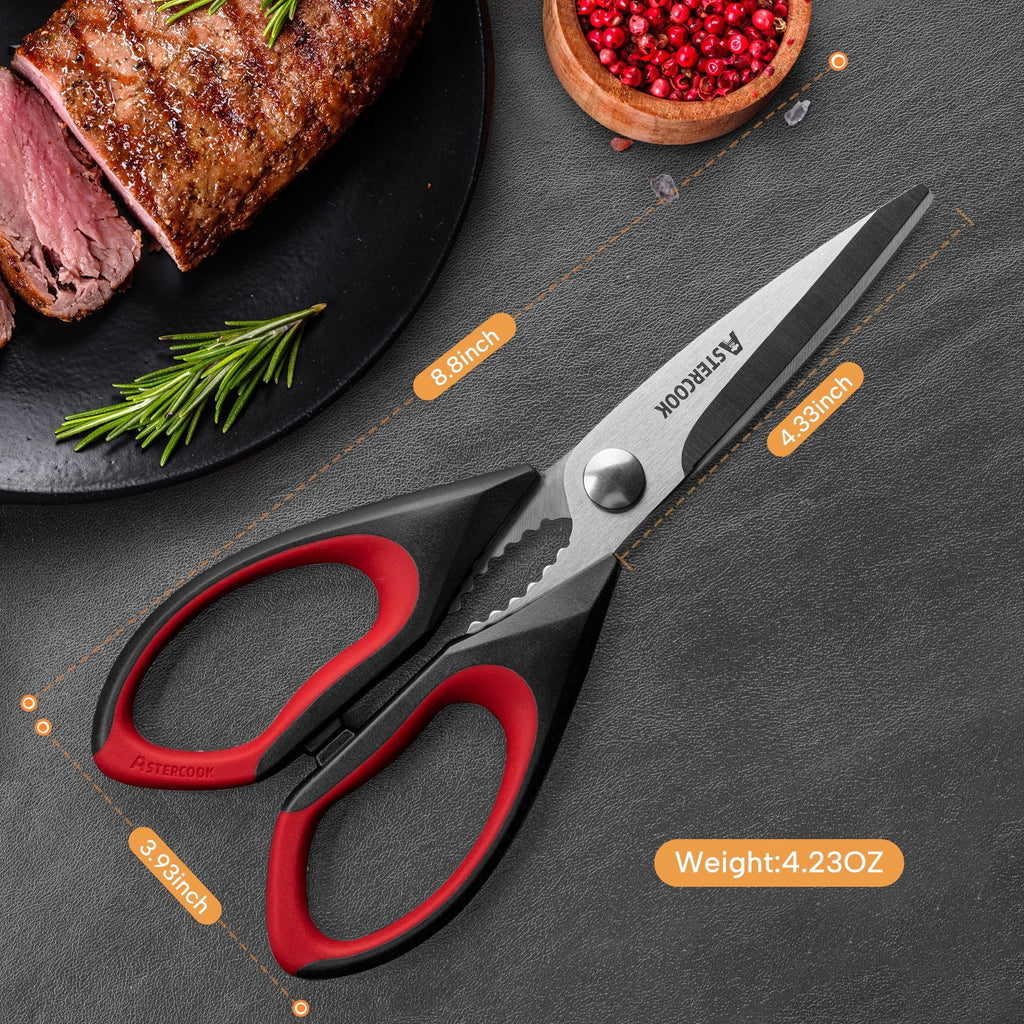 Time-Saving 2 Pcs Kitchen Scissors, Heavy Duty Shears with Serrated Blade, Ergonomic Handle Food Scissor for Poultry, H... - Innovative Kitchen Helper for Modern Cooking Detail