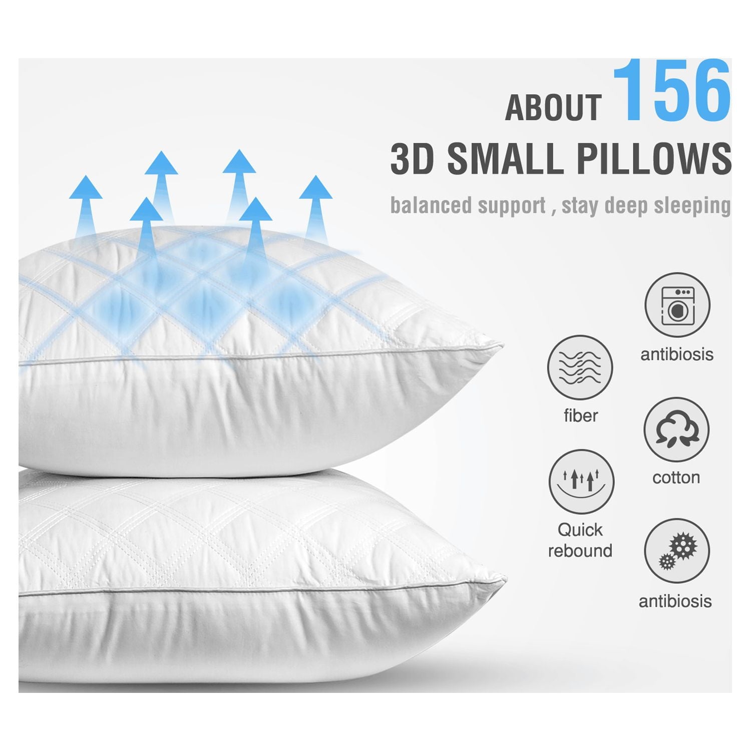 Orthopedic Support Bed Pillows Queen Size Set of 2 Pillows for Bed 2 Pack Cooling Hotel Collection Down Alternative Pillows 20 x 30 inches - Decorative Throw Pillow Cushion for Sofa & Bed Detail