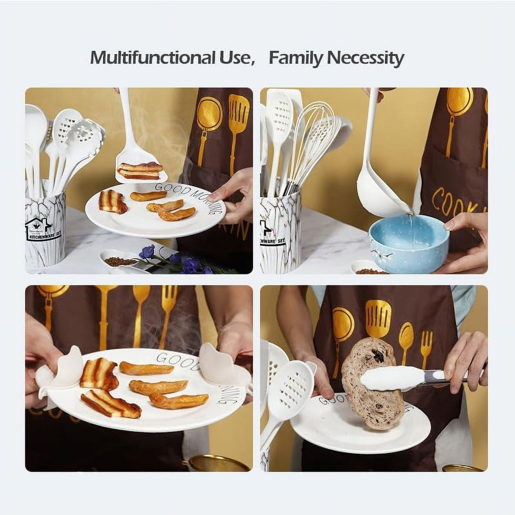 Heat-Resistant Silicone Cooking Utensils Set - 446°F Heat Resistant Kitchen Utensils,Turner Tongs,Spatula,Spoon,Brush,Whisk,Kitchen ... - Heat-Resistant Silicone Cooking Spatula Turner Detail