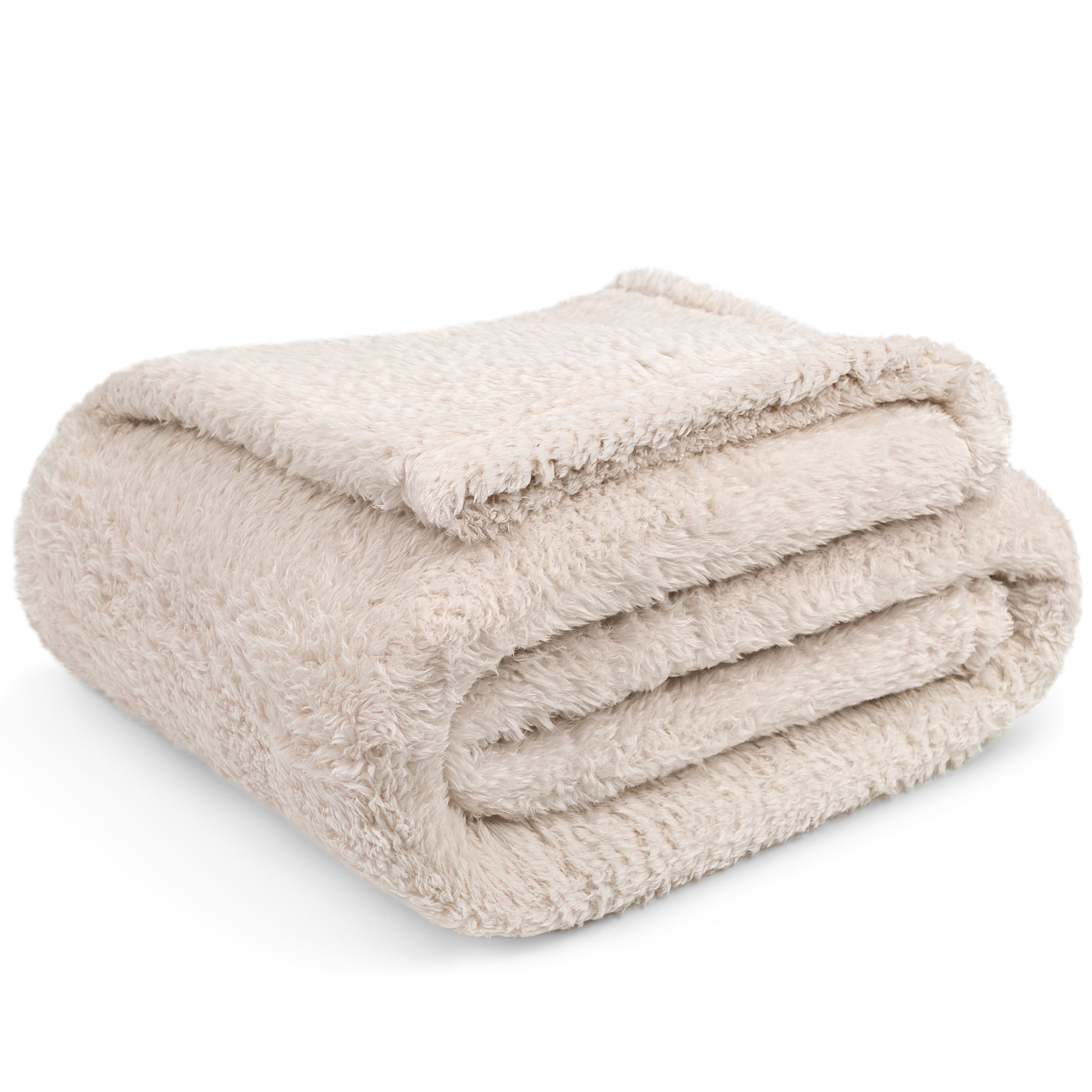 Reversible Sherpa Sherpa Throw Blanket For Couch Sofa, Cream Beige Fluffy Warm Plush Blanket for Bed, Cozy Super Soft Lightweight Throw... - Lightweight Plush Warm Blanket for All Seasons Detail