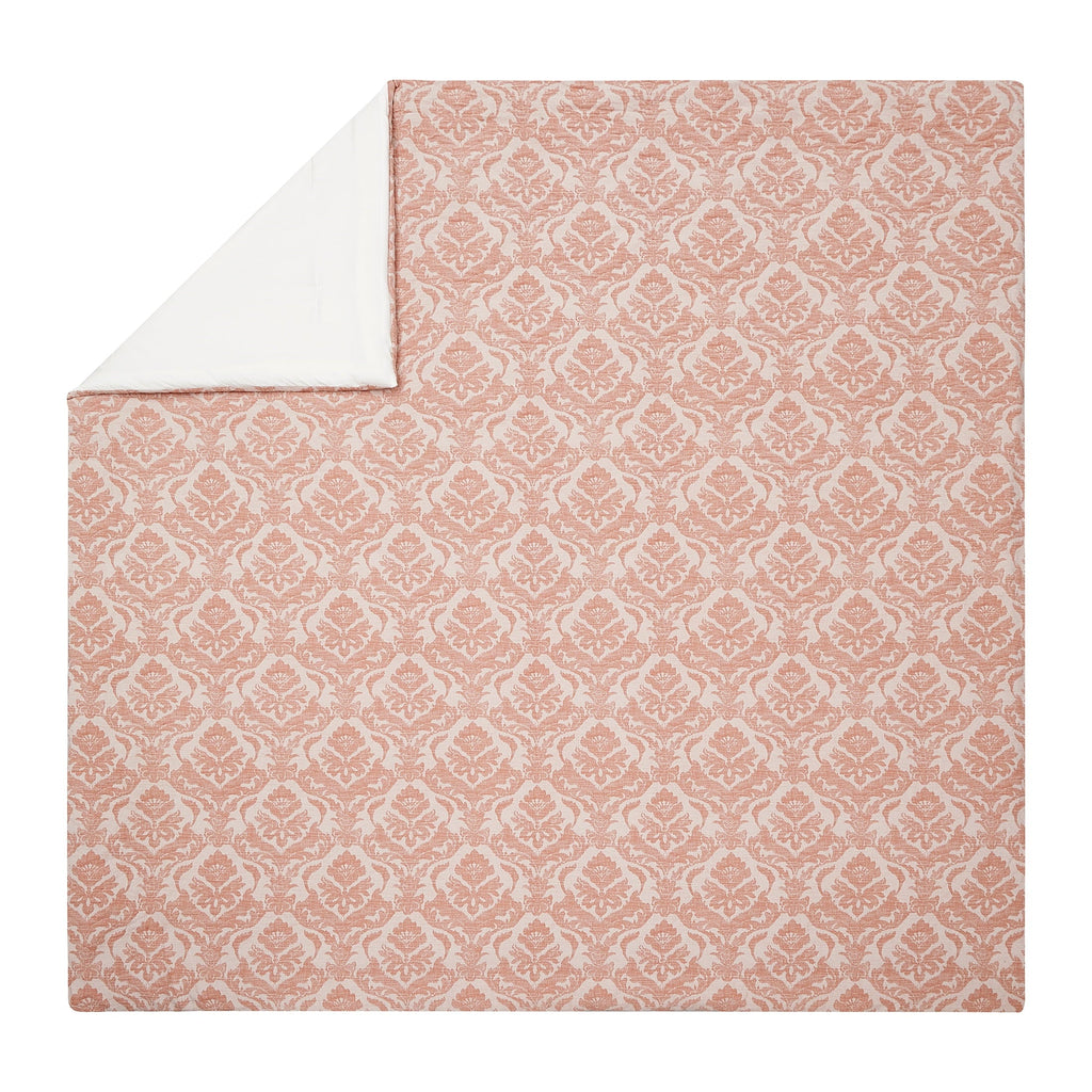 Heavyweight Warmth Woven Damask 2-Piece Comforter Set, Blush, Full Queen, All Ages - All-Season Down Alternative Comforter Insert Detail