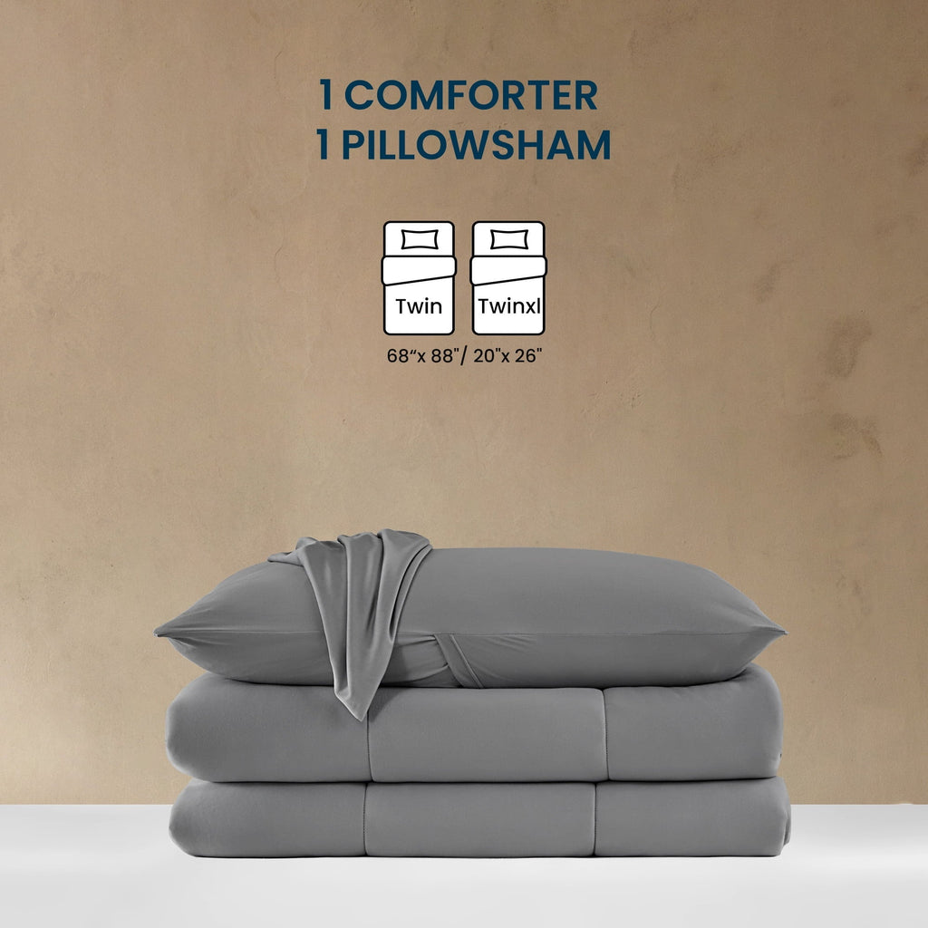 Fluffy Down Alternative 3 Pieces Jersey Knit Bedding Sets with 1 Comforter and 2 Pillow Shams, Soft and Breathable Comforter Set with Women, ... - All-Season Down Alternative Comforter Insert Detail