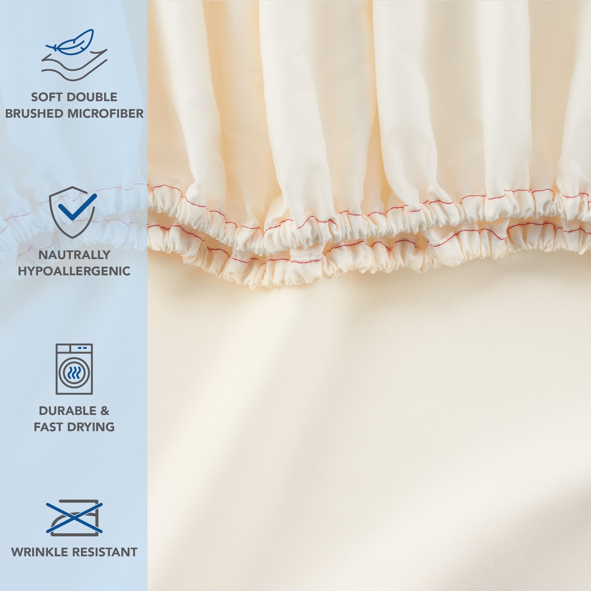 Premium Egyptian Cotton Brushed Microfiber Fitted Sheets - Bedding Essentials - Full - (6 Pack) Ivory - Cooling Hotel Quality Bedding Sheets and Pillowcases Detail