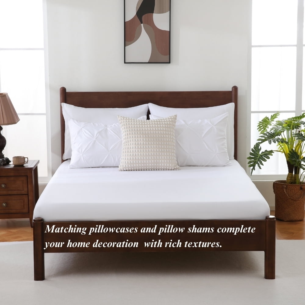 Luxurious Quilted 7 Pieces Pinch-Pleated Comforter Set, White Queen Size - Luxurious Quilted Duvet Cover Set Detail