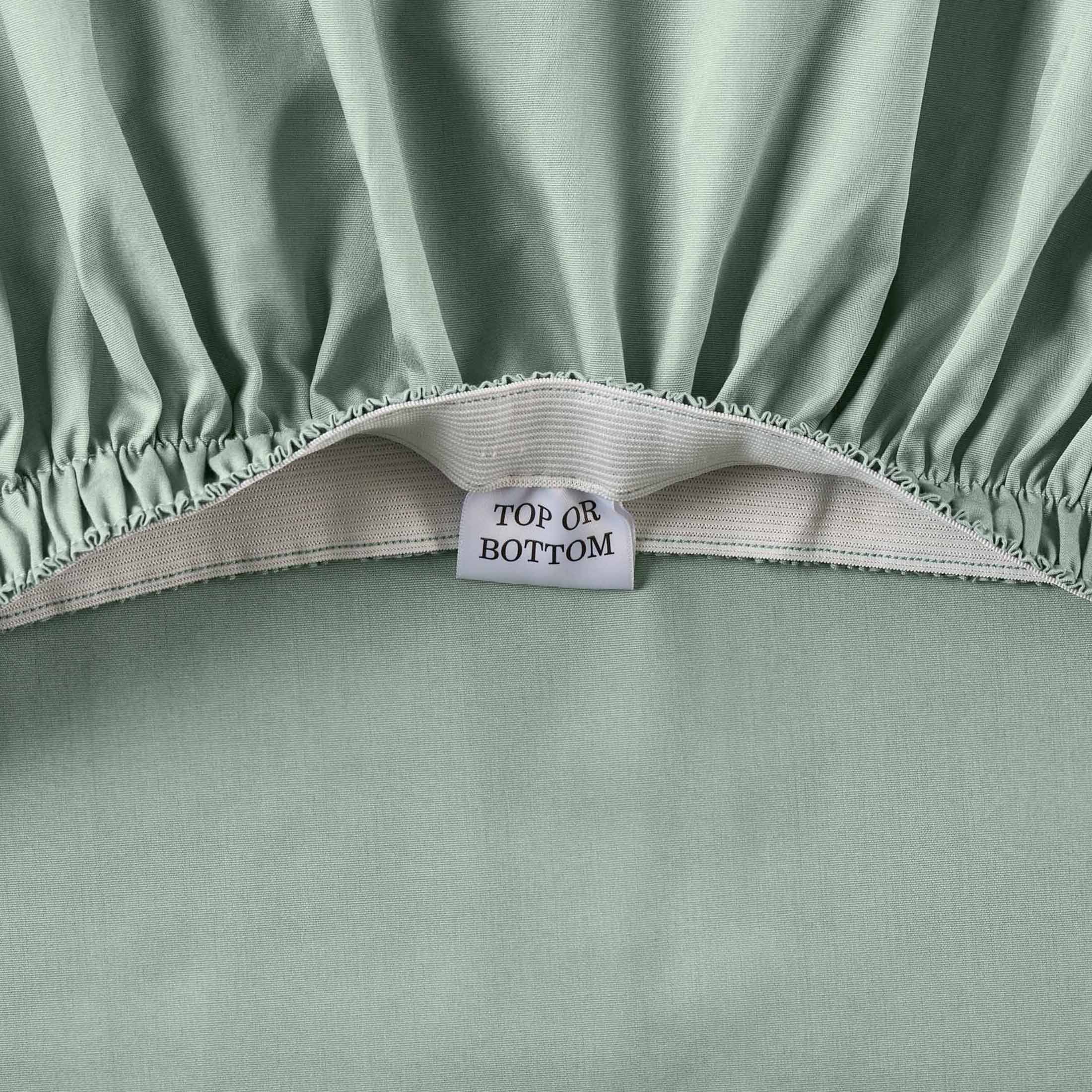 Cooling Sateen Cool & Crisp 4-Piece 300 Thread Count Green River Cotton Percale Sheet Set, Queen - Premium Ultra-Soft Pillowcase Pair for Sleeping Detail