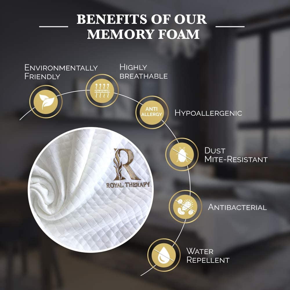 Ergonomic Memory Foam Queen Memory Foam Pillow + Extra Pillowcase, Bed Pillow for Neck & Shoulders for Adult - Orthopedic Shredded Foam Bed Pillow Set Detail