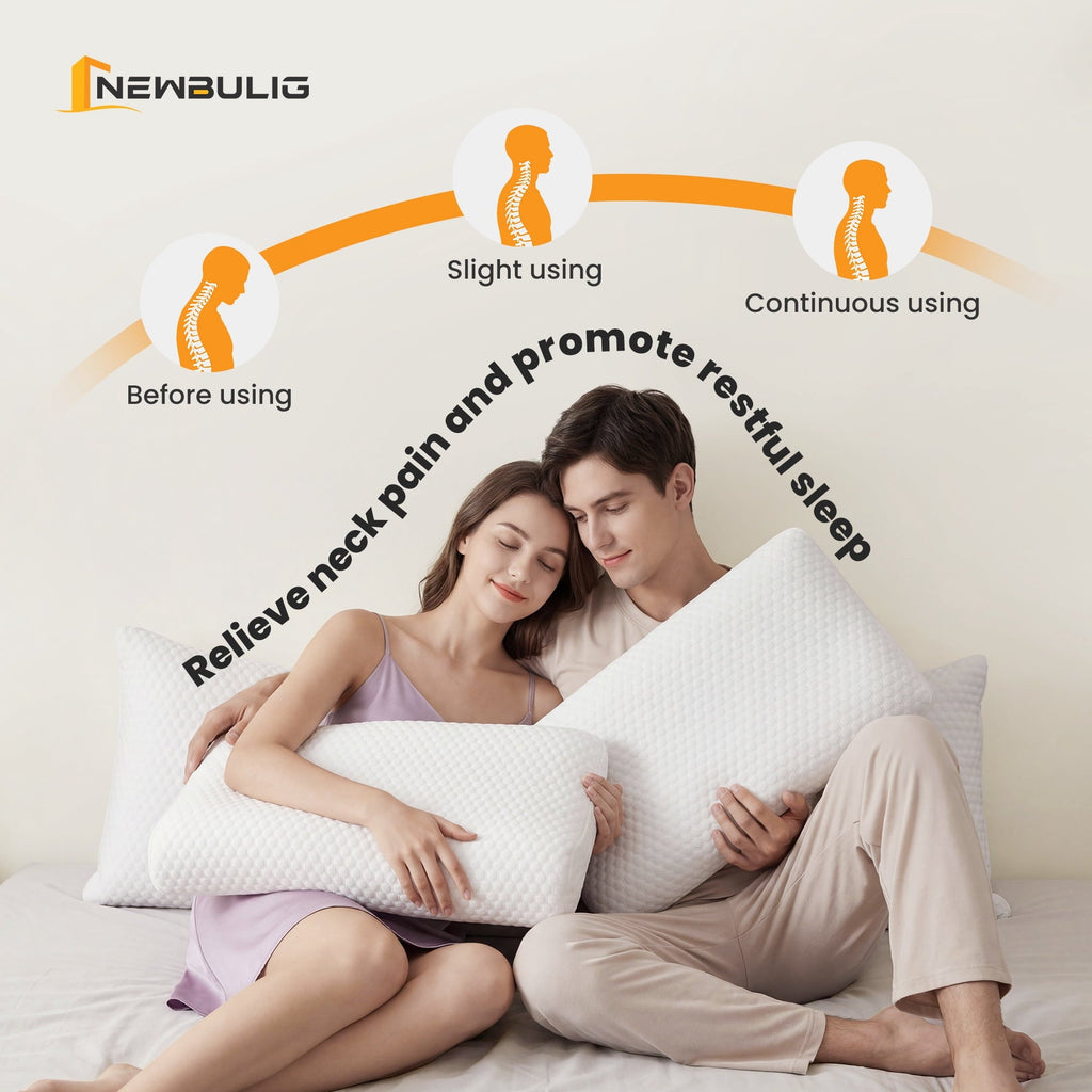 Hotel Collection Memory Foam Pillow for Sleeping, Gel Cooling Bed Pillow with Breathable Mesh and Washable Cover for Back and Side Sle... - Hotel Quality Plush Sleeping Pillows Detail