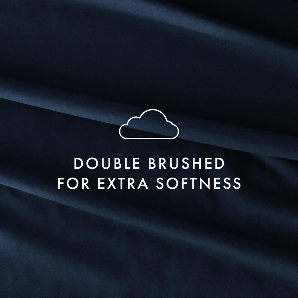 Breathable Luxury 4 Piece Solid Microfiber Bed Sheet Set, Navy, Queen - Breathable Egyptian Cotton Flat & Fitted Sheets Detail