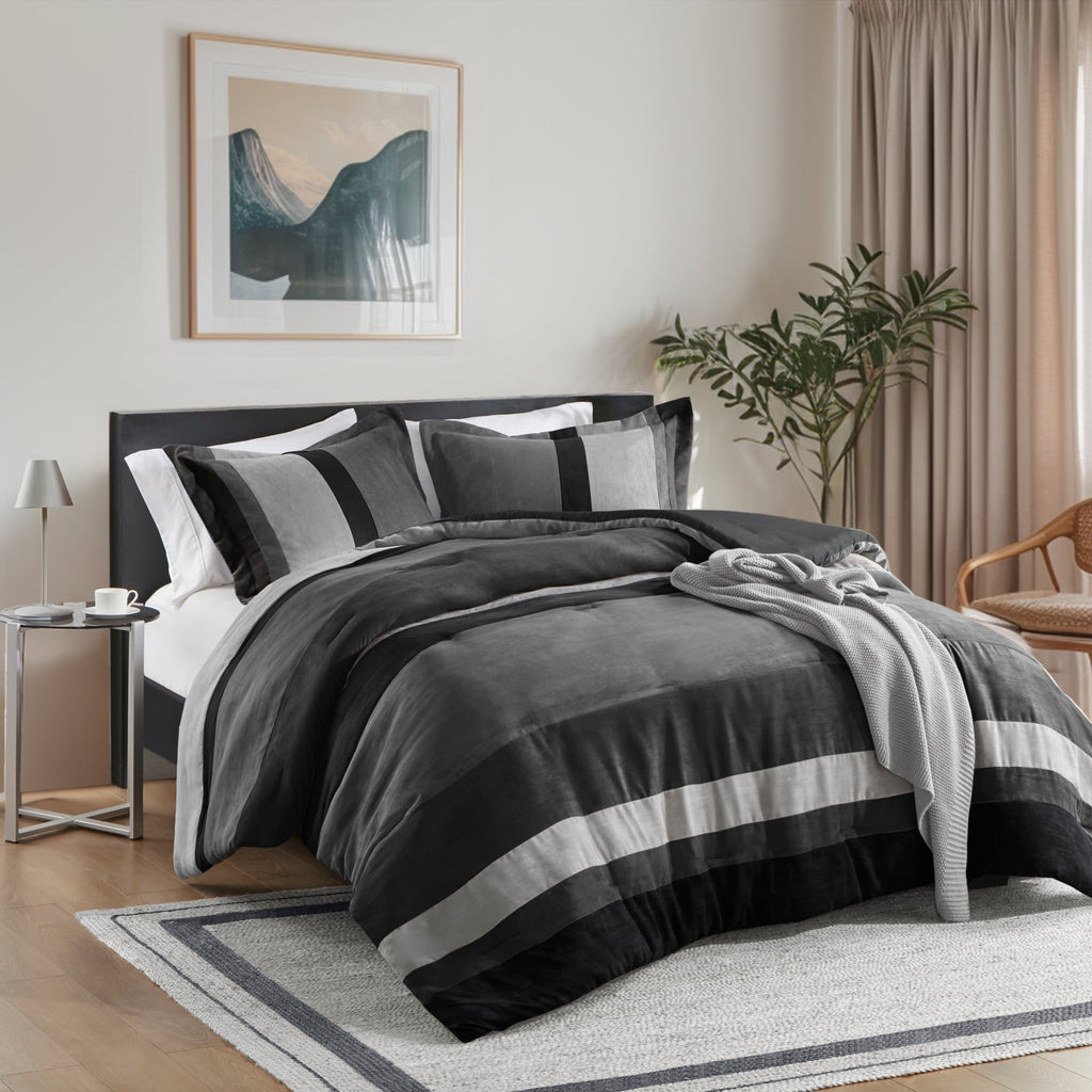 Hypoallergenic Cloud Twin/Twin XL Comforter Set Black, 2 Pieces Faux Suede Comforters Twin/Twin XL Size, Pieced Bedding Comforters Sets, C... - Cloud-Like Soft Lightweight Bed Comforter Detail