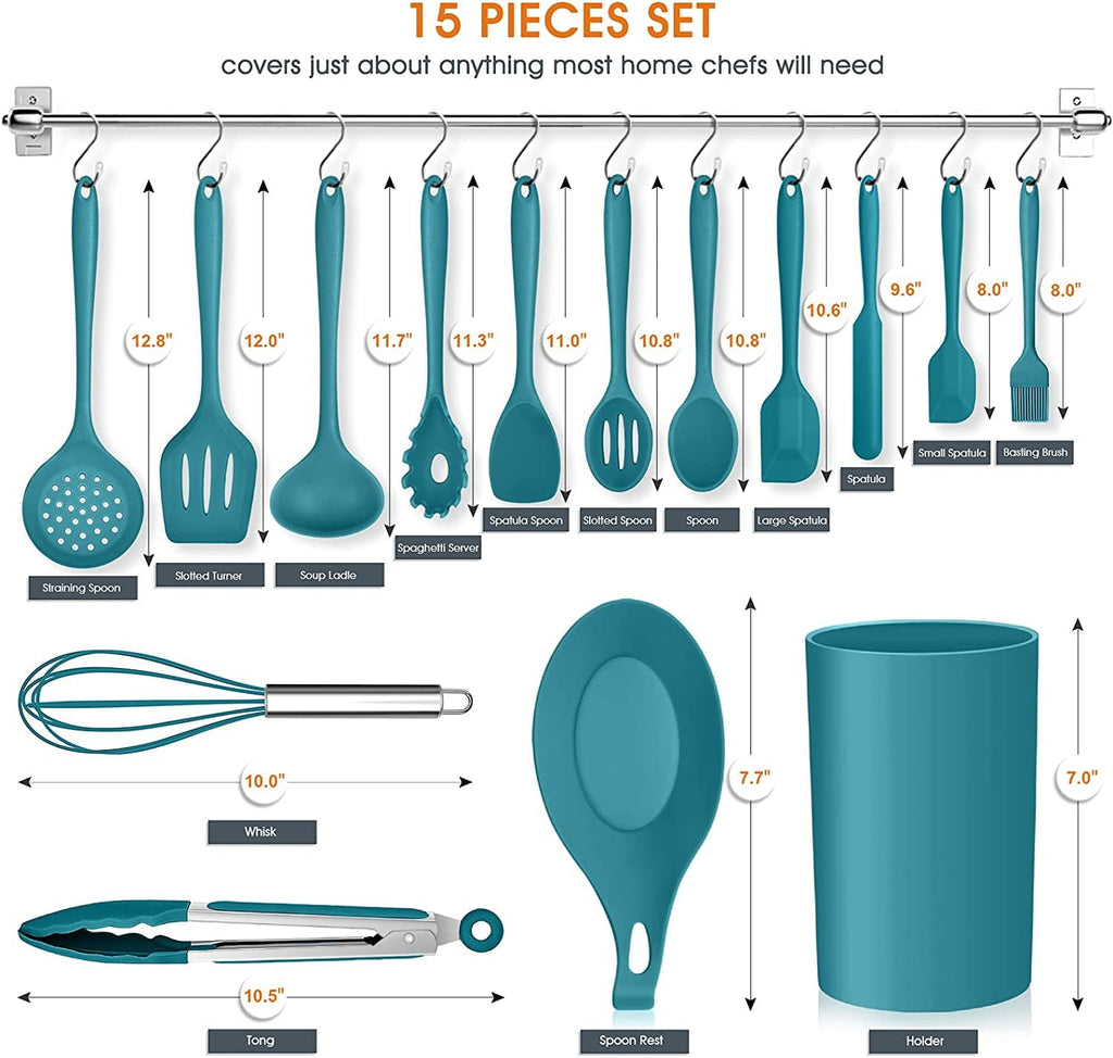 Chef-Quality 15-Piece Kitchen Utensils Set, Silicone Cooking Utensils with Holder, Non-stick Cookware Friendly & Heat Resistant - ... - High-Precision Culinary Tool for Baking & Cooking Detail