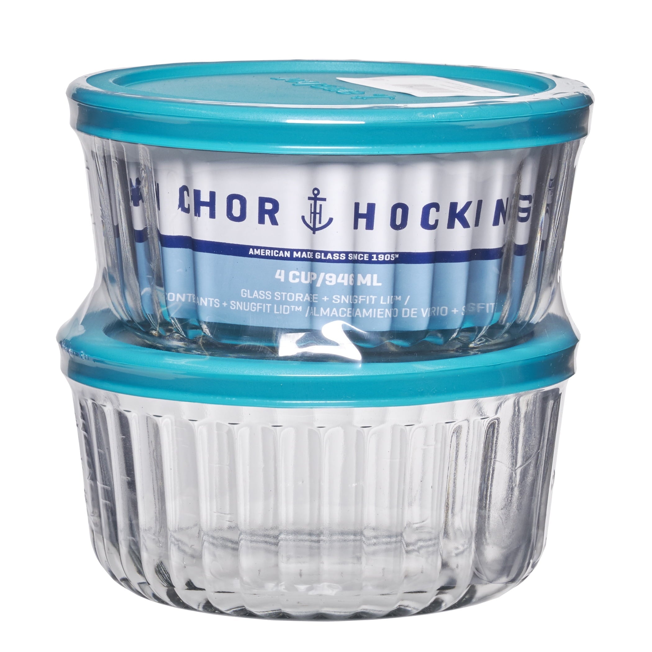 Deliciously Squishy Glass Food Storage Container with Lids, 4 Cup Round, Set of 2 - Playful Star & Heart Shaped Geometric NeeDoh Detail