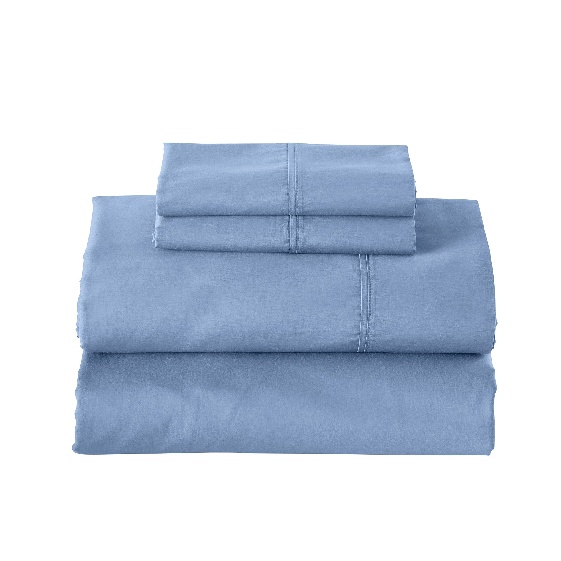 Wrinkle-Resistant Cool & Crisp 3-Piece 300 Thread Count Blue Water Cotton Percale Sheet Set, Twin - Luxury Bed Sheet Set with Deep Pockets Detail