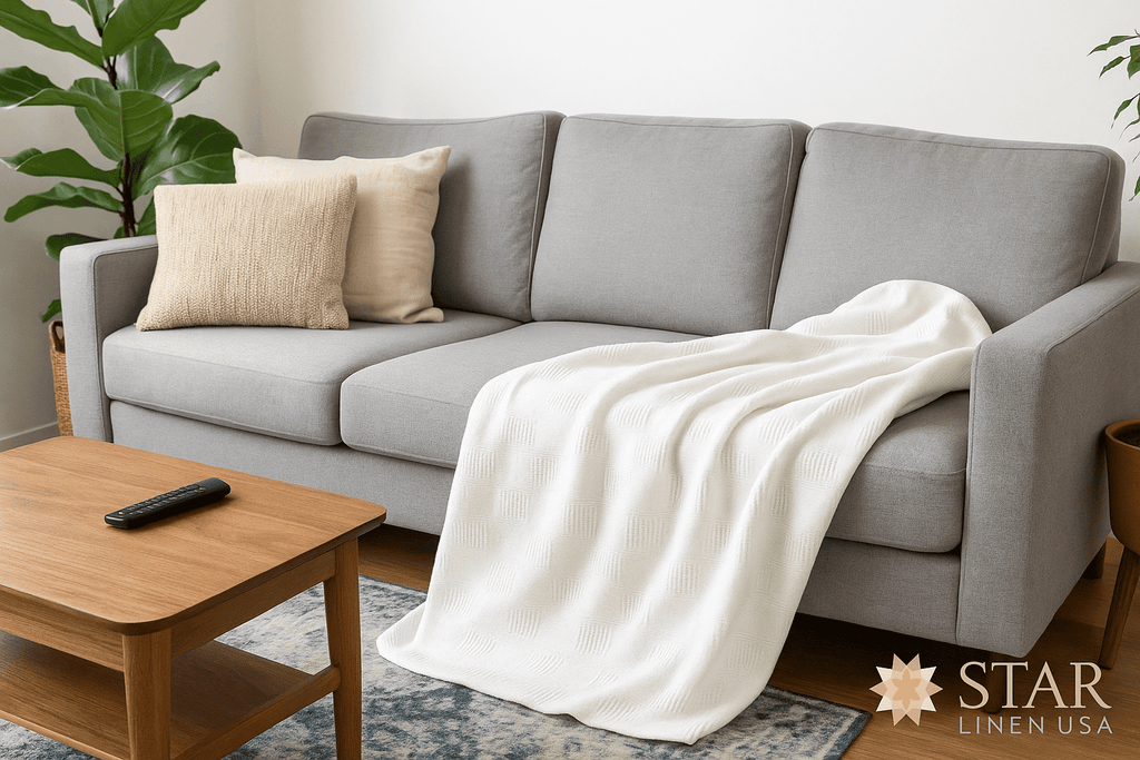 Reversible Sherpa Hospital Thermal Blanket Throw Snag Free | 100% Cotton | Twin 66"x90" | White (1) - Lightweight Plush Warm Blanket for All Seasons Detail