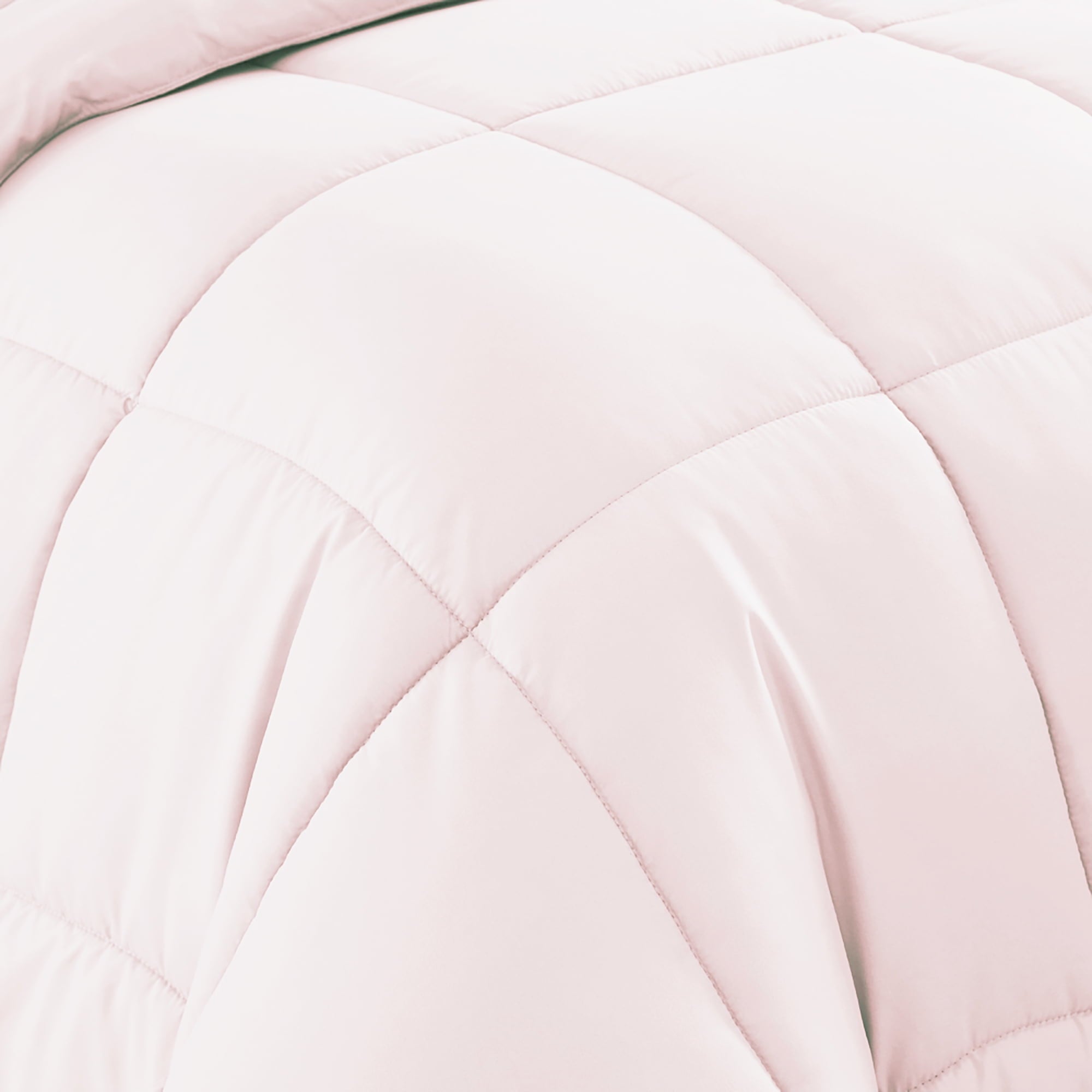 Hypoallergenic Cloud Supreme 7 Piece Bed-In-A-Bag All Season Solid Comforter & Sheet Set, Full, Pale Pink - All-Season Down Alternative Comforter Insert Detail