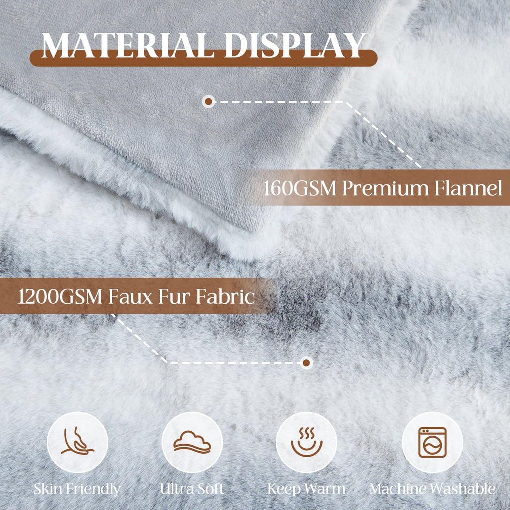 Decorative Knitted Luxury Faux Fur Throw Blanket for Bed Super Thick Warm Fuzzy Blankets for Bedroom Living Room, 60" x 80", White - Super Soft Reversible Sherpa Flannel Blanket Detail