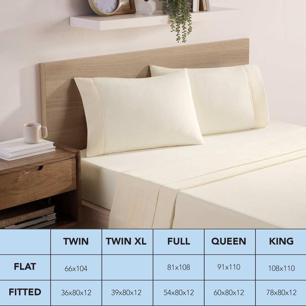 Premium Egyptian Cotton Brushed Microfiber Fitted Sheets - Bedding Essentials - Full - (6 Pack) Ivory - Cooling Hotel Quality Bedding Sheets and Pillowcases Detail