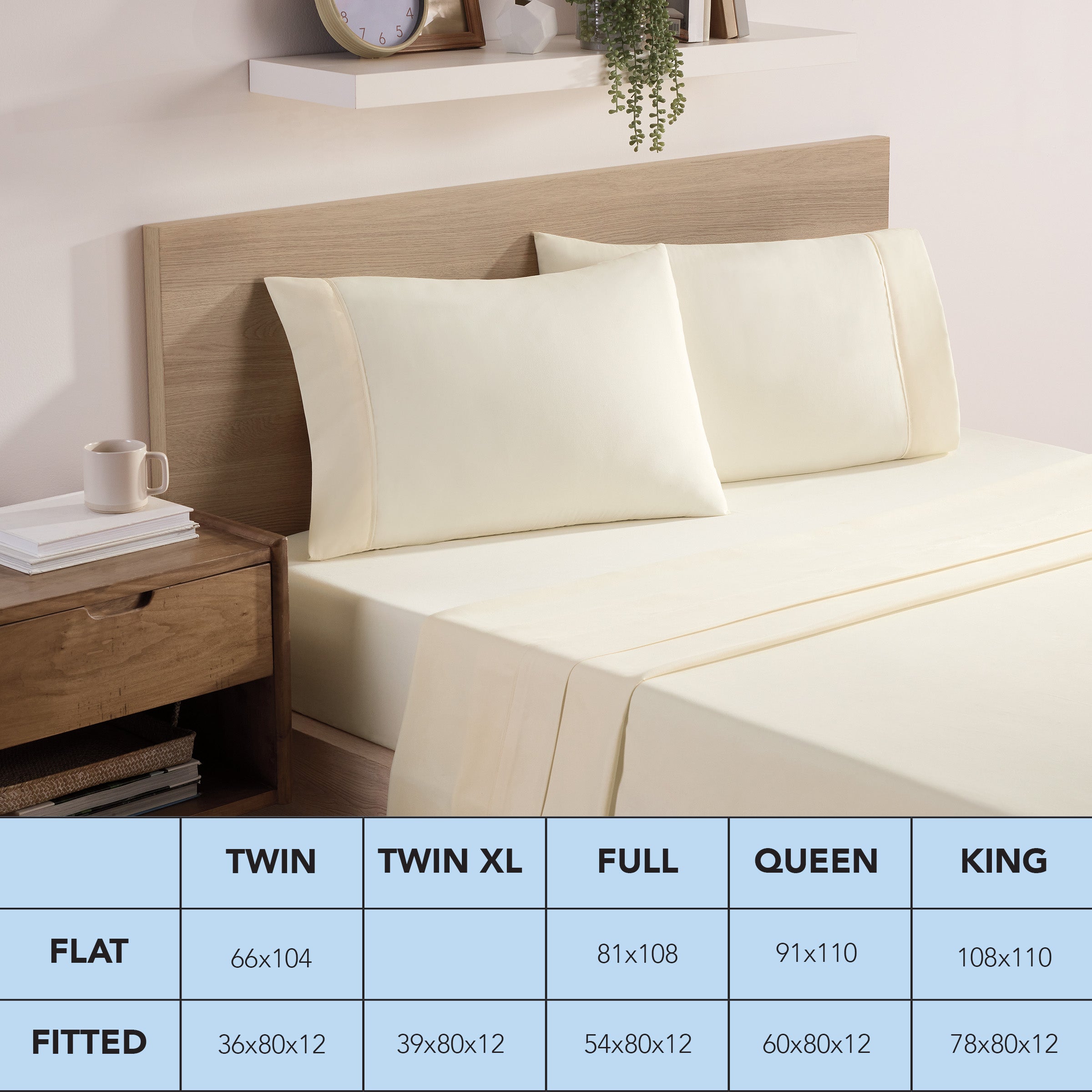 Premium Egyptian Cotton Brushed Microfiber Fitted Sheets - Bedding Essentials - Full - (6 Pack) Ivory - Cooling Hotel Quality Bedding Sheets and Pillowcases Detail