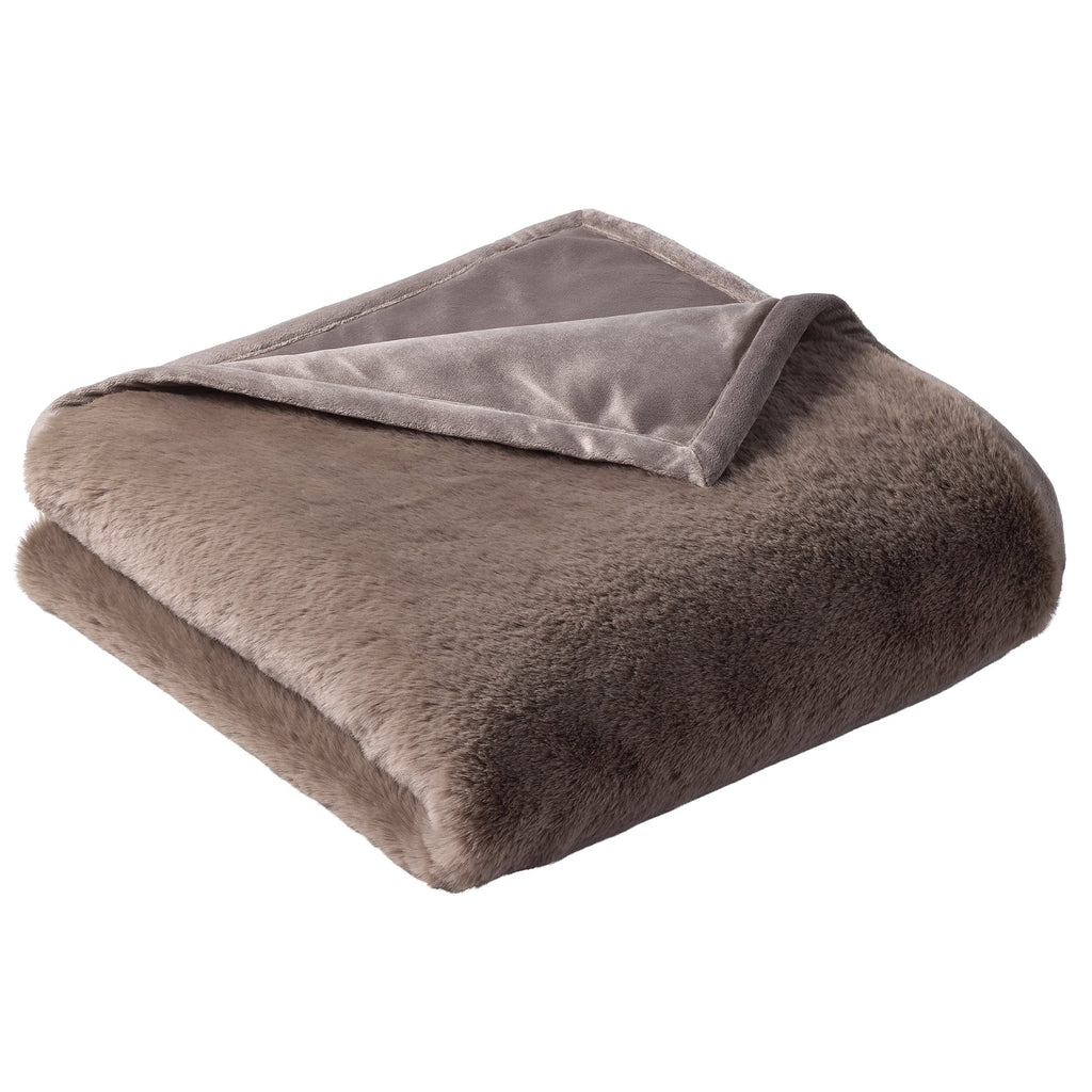 Super Soft Flannel Grey Faux Fur Ultra Soft Luxury Oversized Throw Blanket 50" x 72", Grey Bisque - Luxury Knitted Decorative Throw Blanket with Fringes Detail