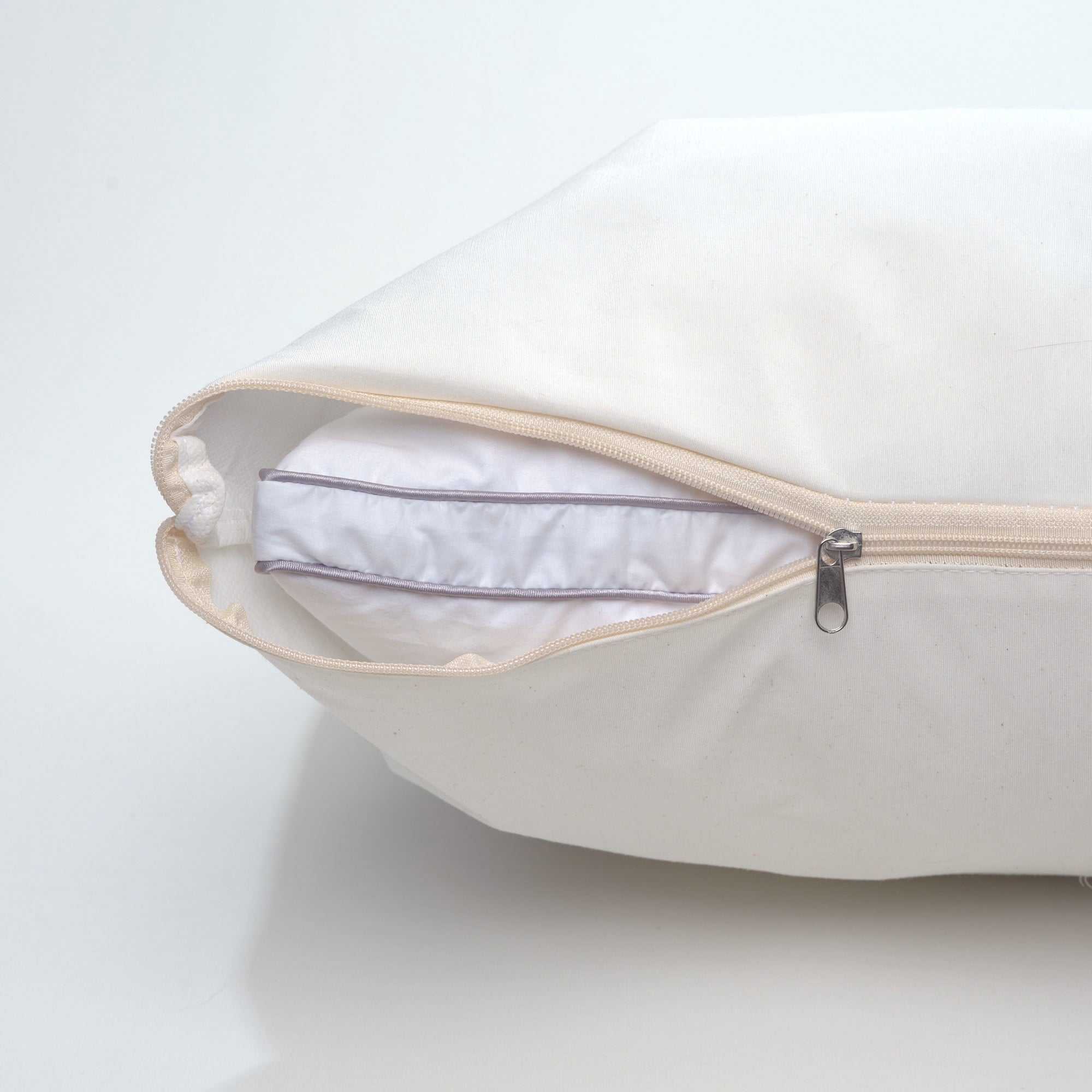 Ergonomic Memory Foam Linen Premium Goose Down Feather Pillow for Bed, Soft & Supportive, Standard Size, White - Orthopedic Shredded Foam Bed Pillow Set Detail