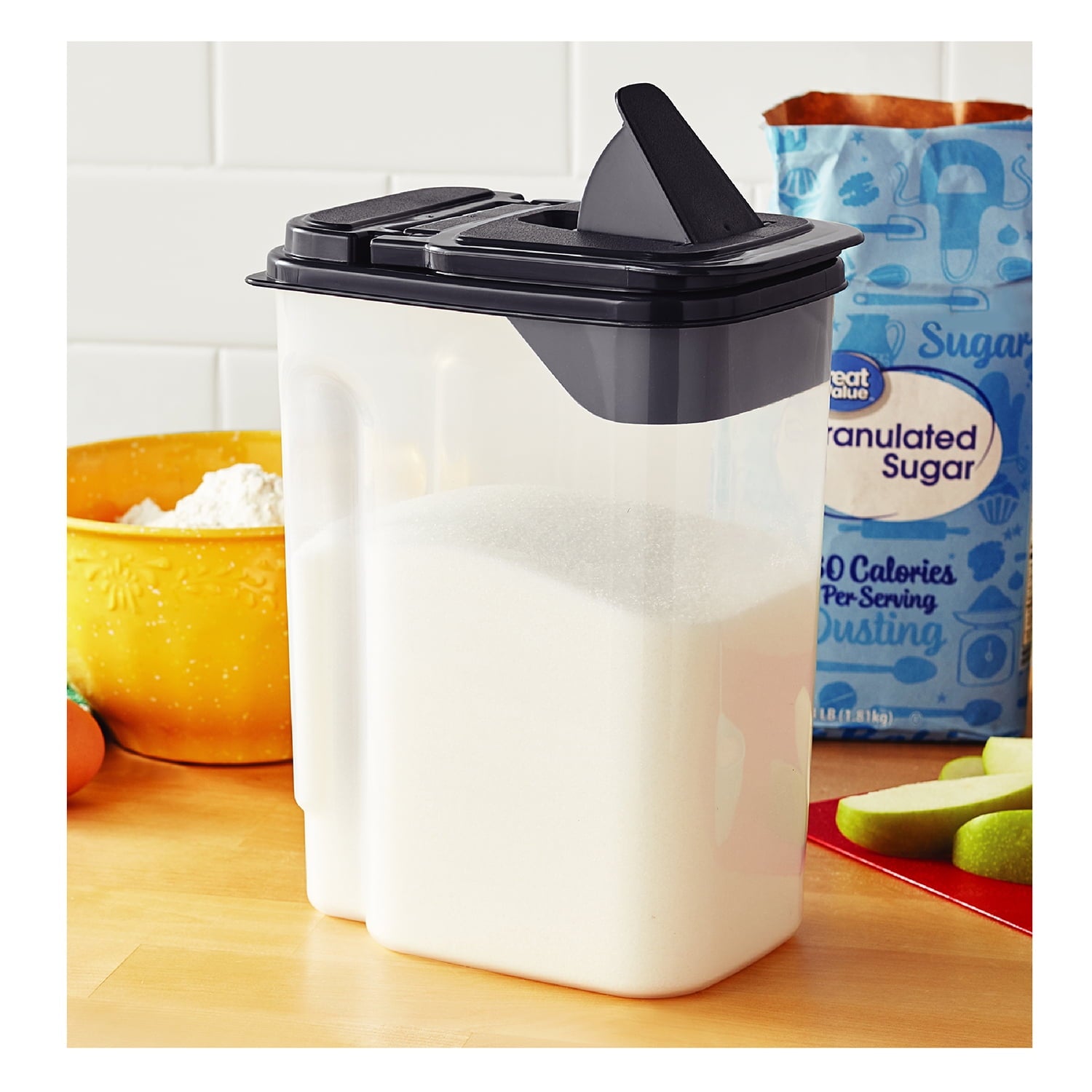 Whimsical Doughnut 3.5 QT Plastic Food Dispenser, Clear with Gray Lid (1 Each) 7.5" L x 3.75" W x 9.25" H, Designed to Help wi... - Deliciously Soft Cupcake Sensory Glob Detail