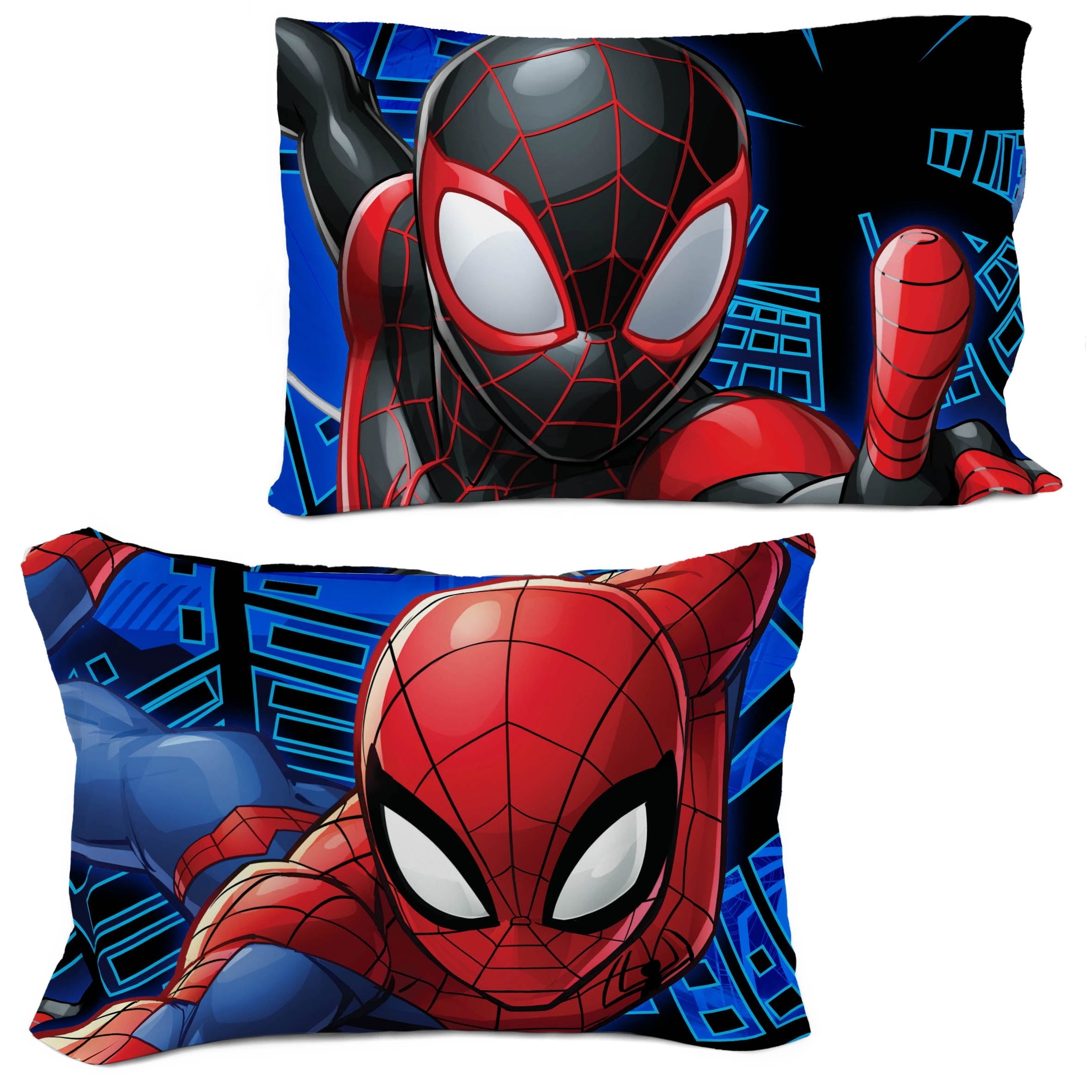 Luxurious Quilted Spiderman Techno City Kids 2 Piece Blue Reversible Comforter and Pillowcase Set, Twin/Full - Cloud-Like Soft Lightweight Bed Comforter Detail