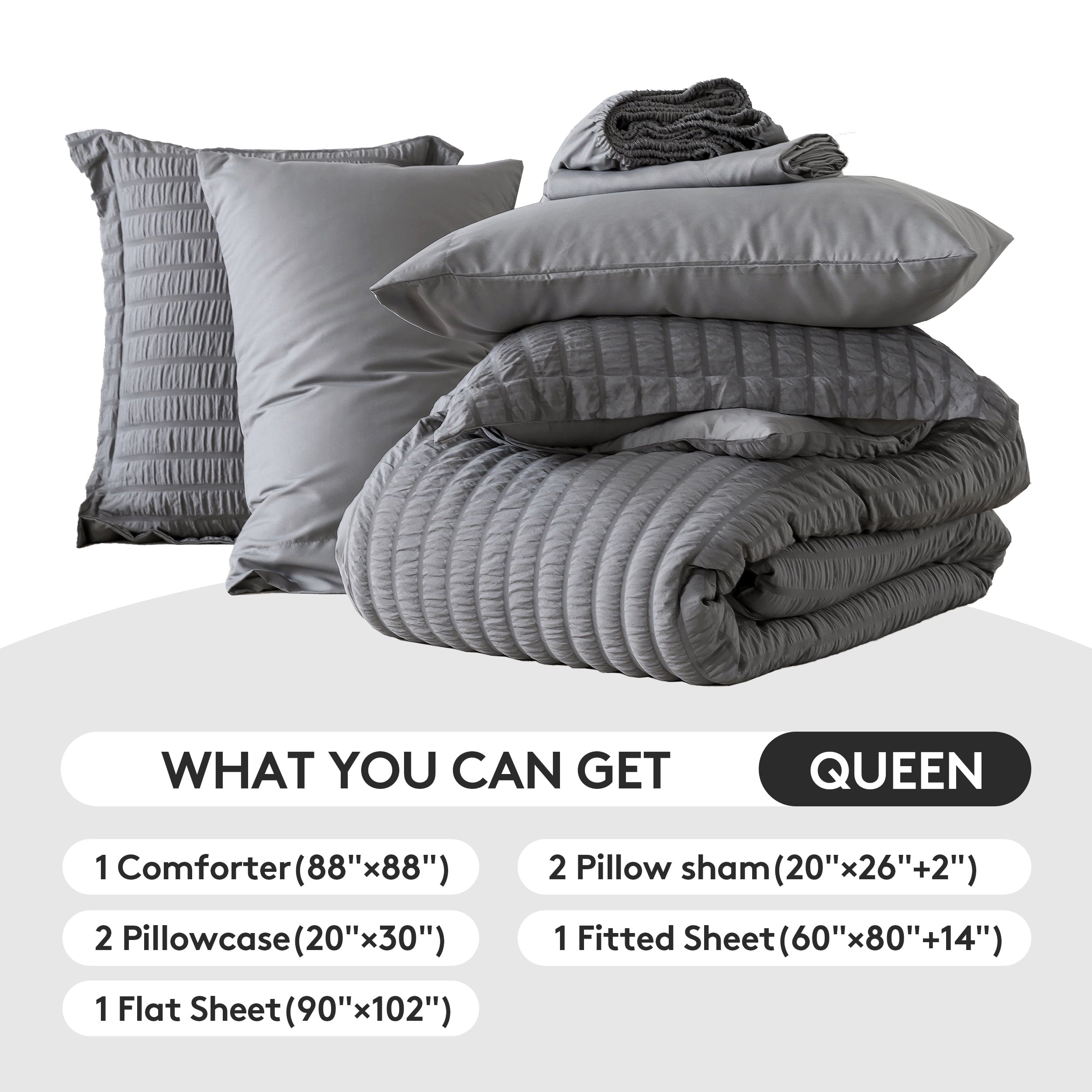 Heavyweight Warmth 7 Piece Queen Comforter Set, Bed in a Bag with Sheets, Pillowcases & Shams, All Season Soft Bedding, Cozy and Lightwe... - All-Season Down Alternative Comforter Insert Detail