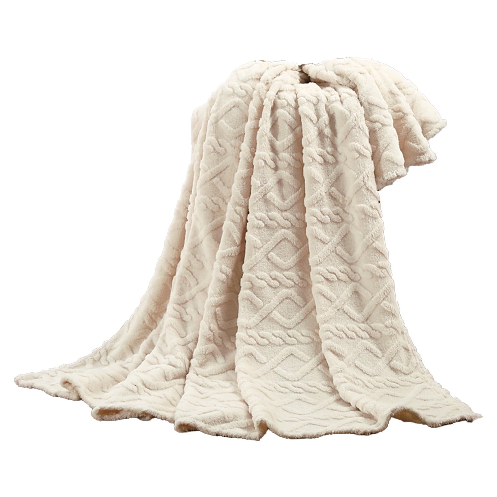 Lightweight Warm Clearance Under $5 Throw Blanket, Super Soft Warm Solid Color Thicken Flannel Blankets, Microfiber Machine Washable f... - Luxury Knitted Decorative Throw Blanket with Fringes Detail