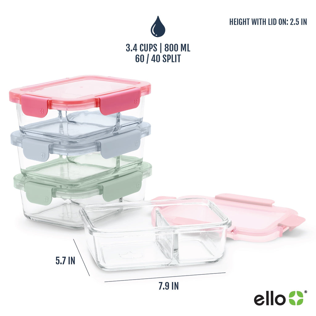 Playful Geometric 8pc 3.4 Cup Divided Glass Meal Prep Set - Deliciously Soft Cupcake Sensory Glob Detail