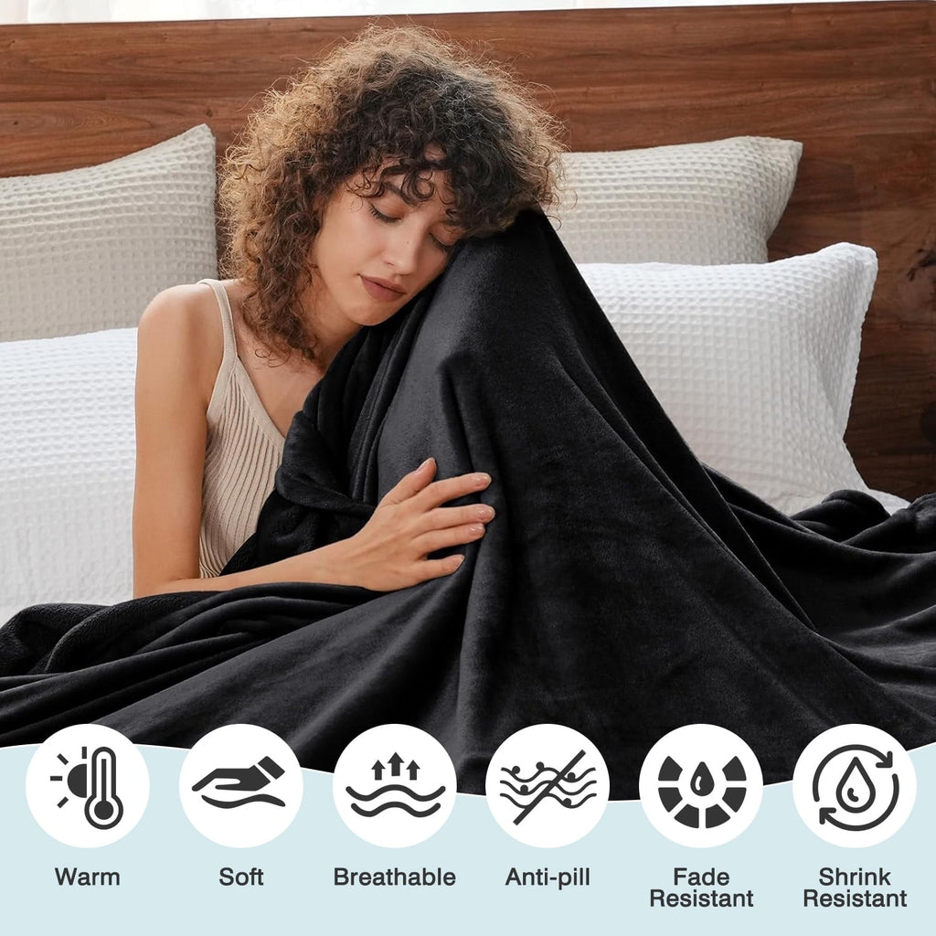 Super Soft Flannel Throw Size Blanket, Luxury Plush Cozy Fuzzy Fleece Blanket, Super Soft Warm Big Lightweight Throw Blanket All Seasons... - Cozy Fleece Throw Blanket for Couch & Bed Detail