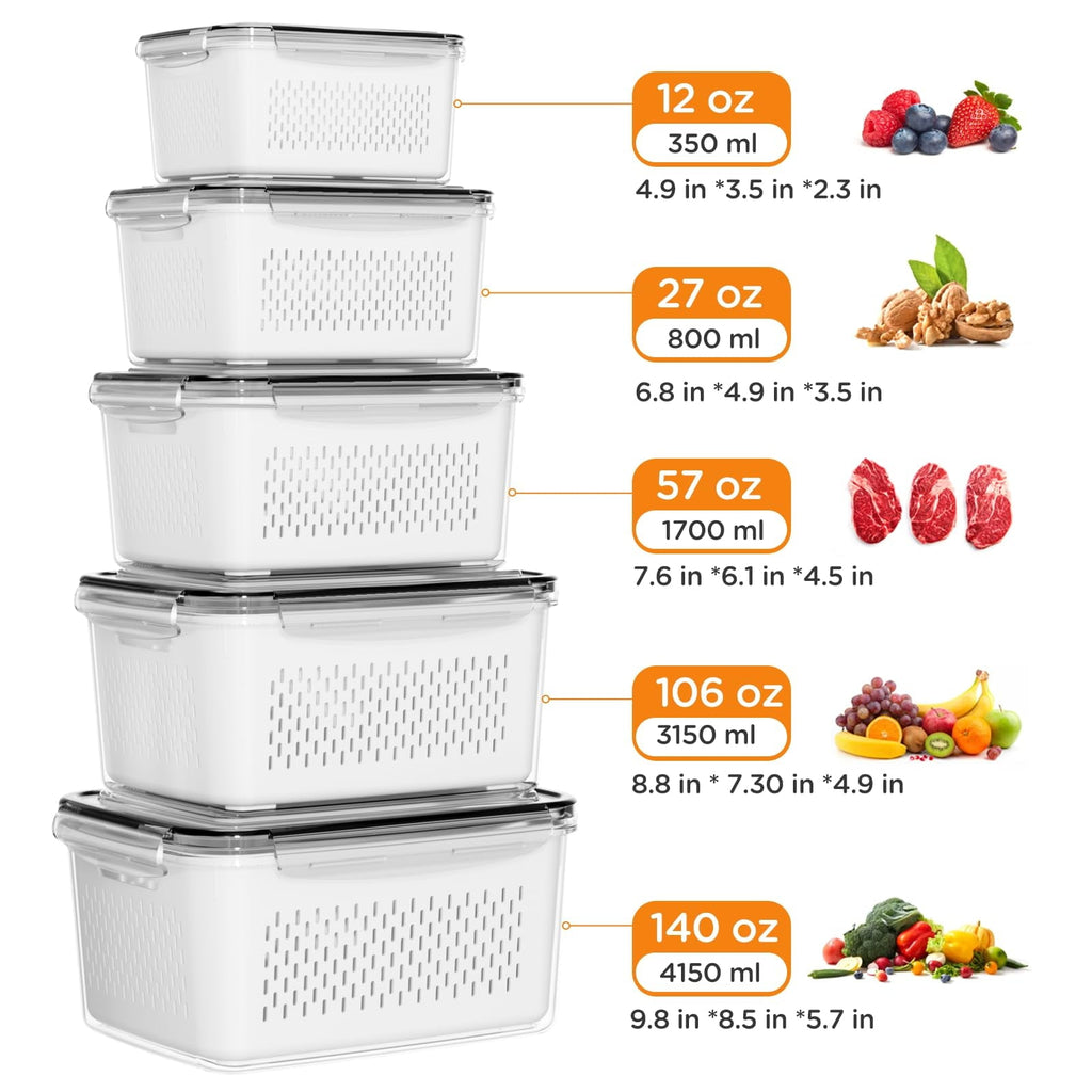 Deliciously Squishy 5 Pack Fruit Storage Containers for Fridge with Removable Colanders and Lids, 5 in 1 Leakproof Fridge Organizer Bins ... - Squishy Dohnut Sweet Treat Shaped Stress Toy Detail