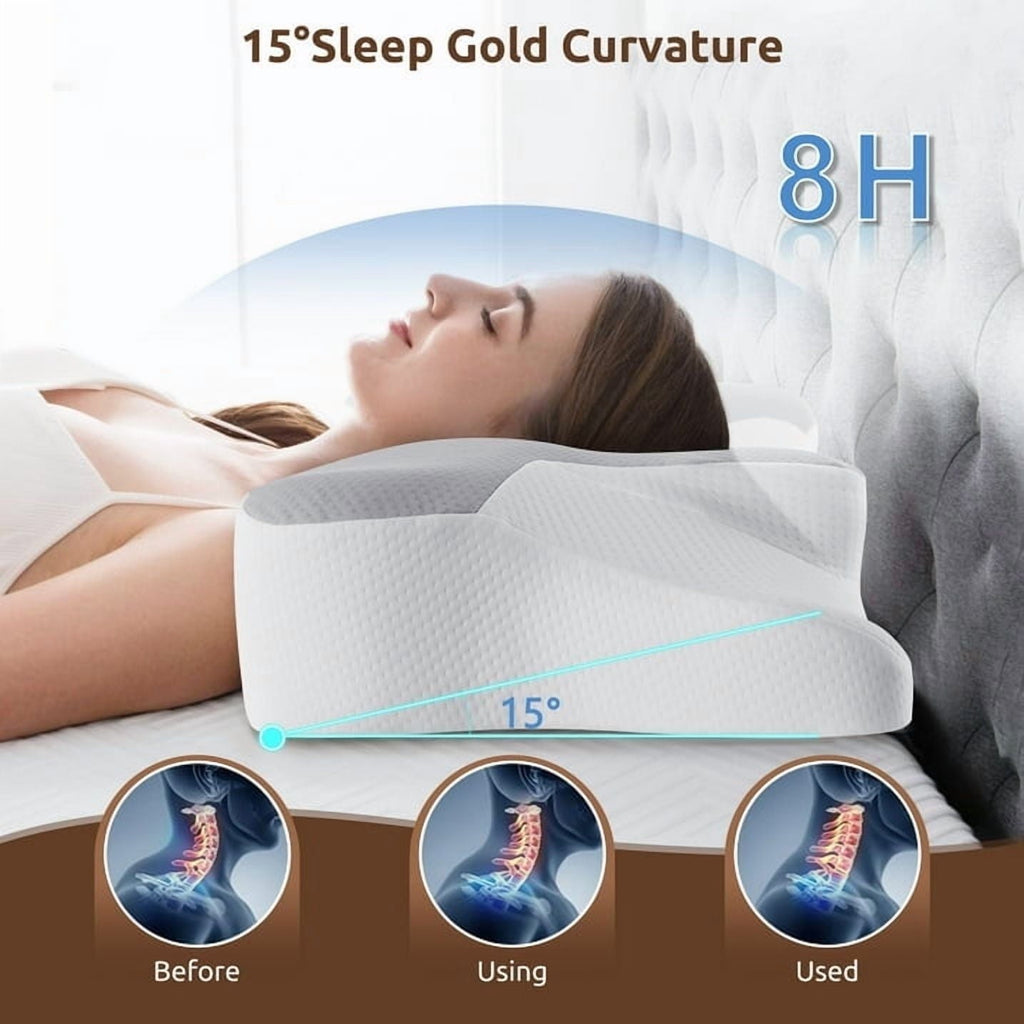 Decorative Plump Cervical Pillow for Sleeping Memory Foam Neck Pain Relief Contour Orthopedic Ergonomic Pillows for Women Side Sleeper... - Orthopedic Shredded Foam Bed Pillow Set Detail