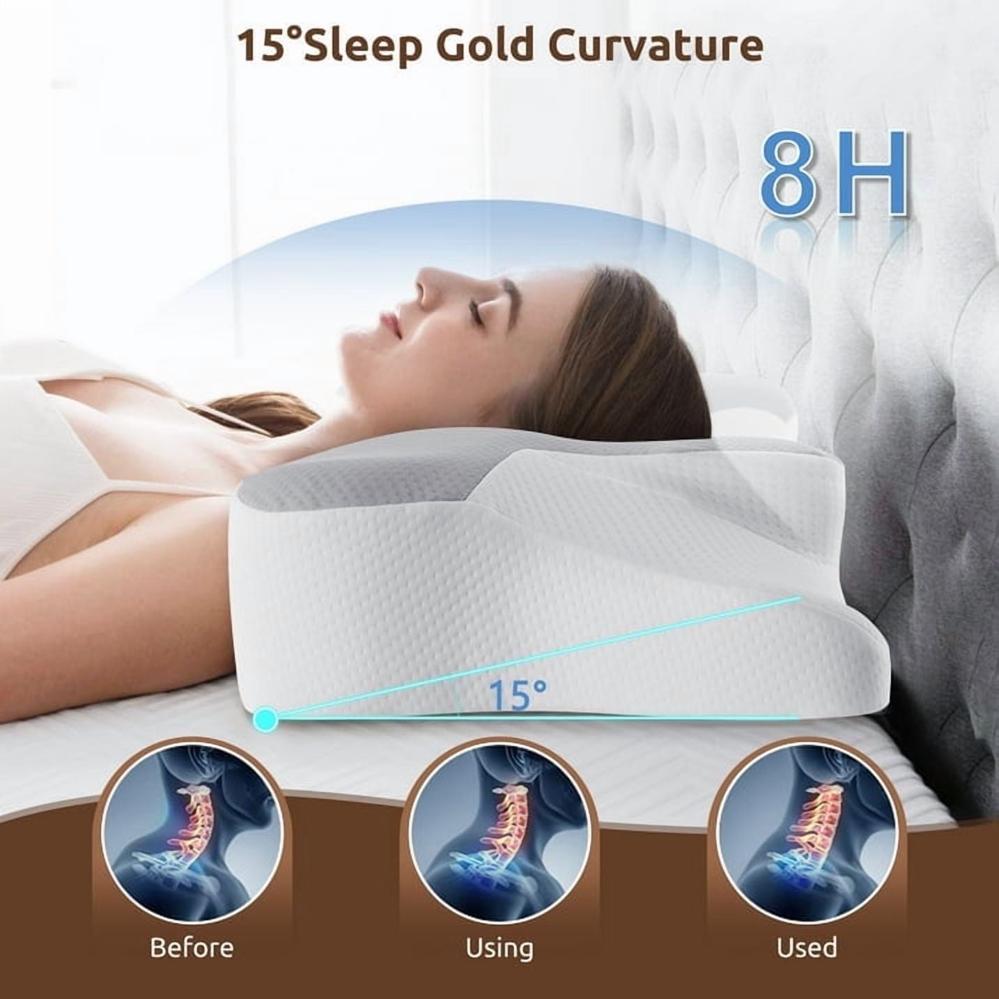 Decorative Plump Cervical Pillow for Sleeping Memory Foam Neck Pain Relief Contour Orthopedic Ergonomic Pillows for Women Side Sleeper... - Orthopedic Shredded Foam Bed Pillow Set Detail