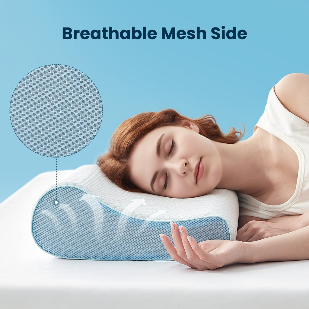 Hotel Collection Standard Cooling Memory Foam Pillow, Ergonomic Adjustable Orthopedic Contour Bed Pillows Neck Support for Side Back S... - Ergonomic Memory Foam Pillow for Neck Pain Support Detail