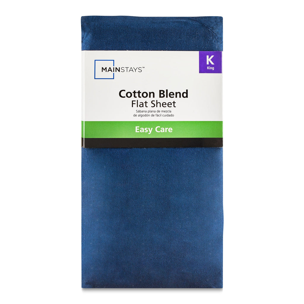 Breathable Luxury 300 Thread Count Easy Care Blue Cove Cotton Blend Percale Flat Bed Sheet, King - Breathable Egyptian Cotton Flat & Fitted Sheets Detail