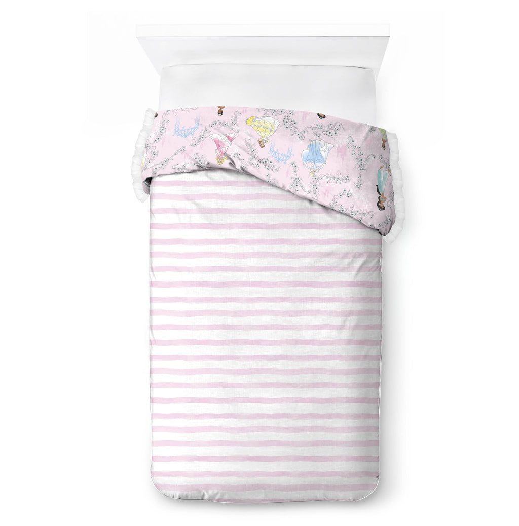 Hypoallergenic Cloud Princess Floral Gardens 2-Piece Twin/Full Reversible Comforter Set, Polyester Microfiber, Pink & White - All-Season Down Alternative Comforter Insert Detail