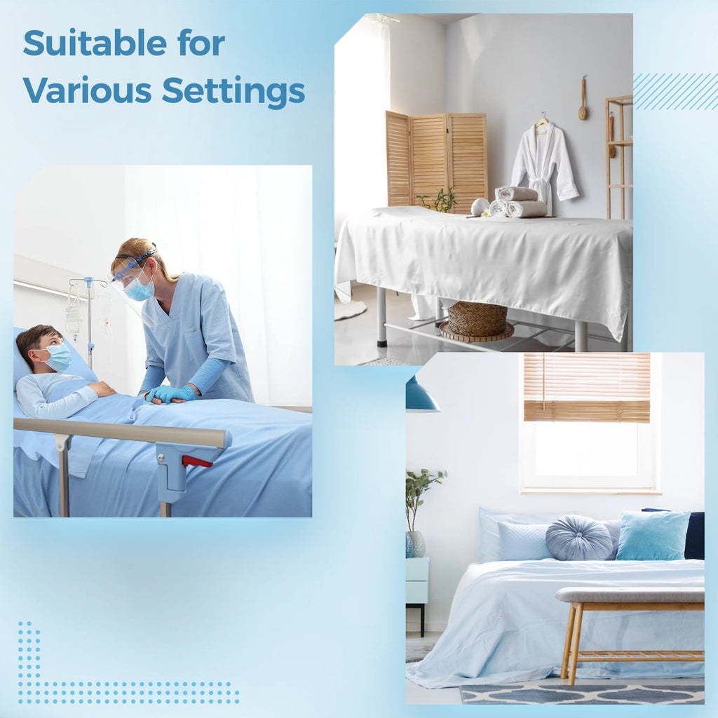 Cooling Sateen 6 Pcs Hospital Bed Sheets Set, Includes 2 Fitted Sheet 84x36x14", 2 Flat Sheets 104x59", 2 Pillowcases 19x29", Soft B... - Cooling Hotel Quality Bedding Sheets and Pillowcases Detail