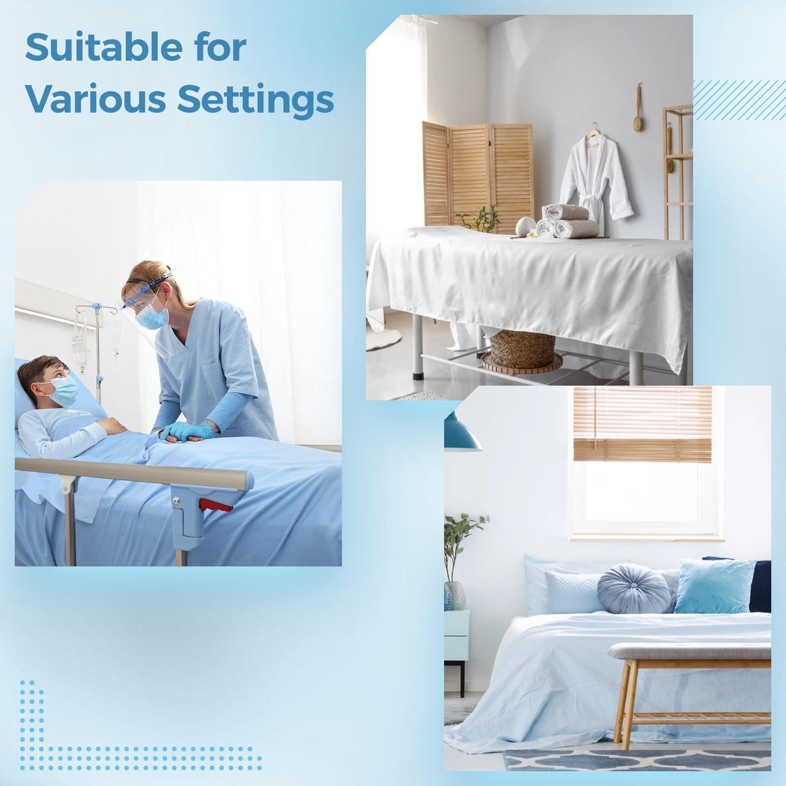 Cooling Sateen 6 Pcs Hospital Bed Sheets Set, Includes 2 Fitted Sheet 84x36x14", 2 Flat Sheets 104x59", 2 Pillowcases 19x29", Soft B... - Cooling Hotel Quality Bedding Sheets and Pillowcases Detail