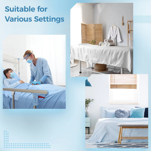 Cooling Sateen 6 Pcs Hospital Bed Sheets Set, Includes 2 Fitted Sheet 84x36x14", 2 Flat Sheets 104x59", 2 Pillowcases 19x29", Soft B... - Cooling Hotel Quality Bedding Sheets and Pillowcases Detail