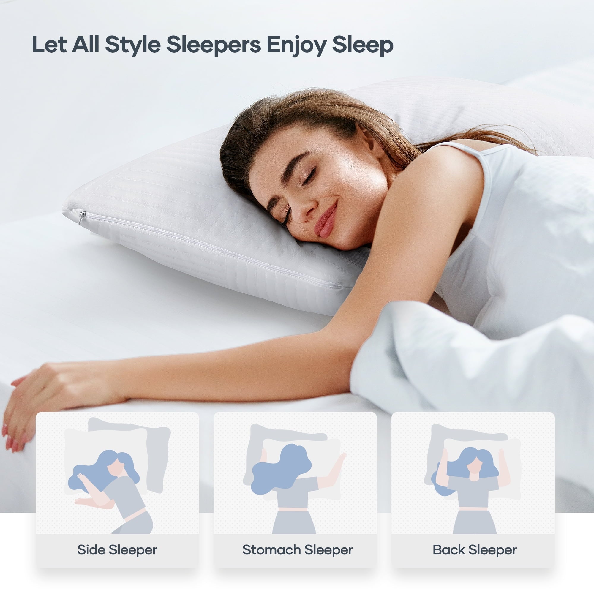 Fluffy Shredded Shredded Memory Foam Pillow 2 Pack Pillow for Bed, Side, Back and Stomach Sleepers, CertiPUR-US Certified 28"x20" - Hotel Quality Plush Sleeping Pillows Detail