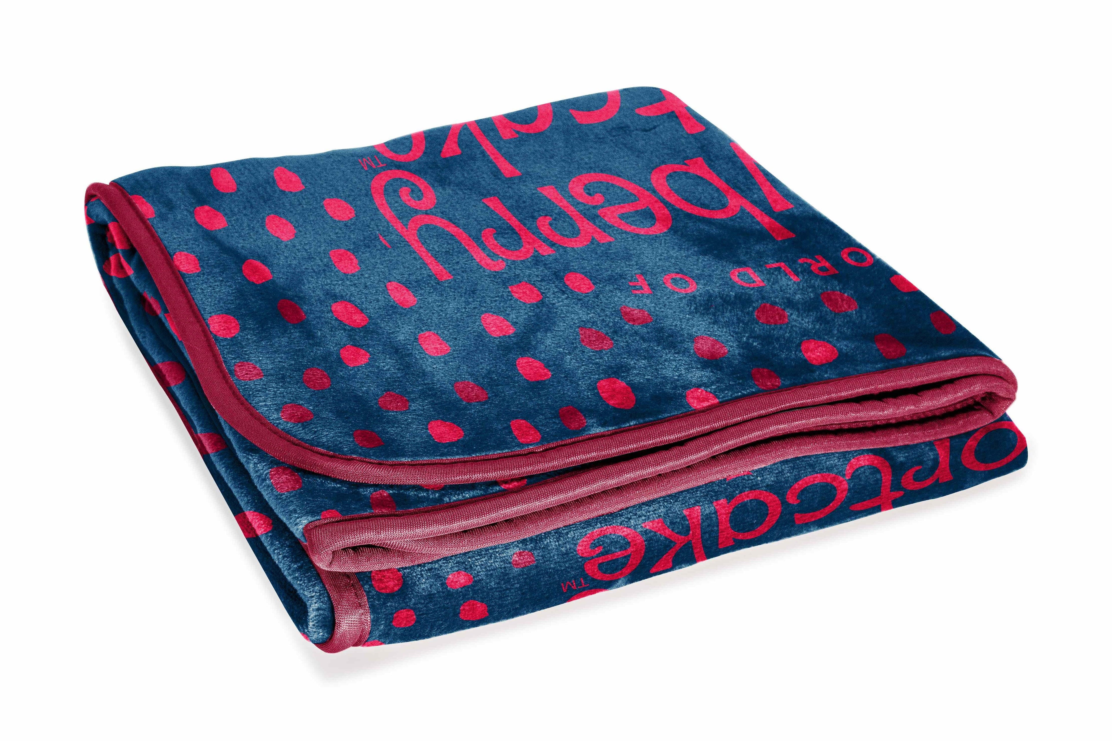 Decorative Knitted Strawberry Shortcake Berry Meadows 46" x 60" Coral Fleece Throw Blanket, Kids, Polyester, Navy - Lightweight Plush Warm Blanket for All Seasons Detail