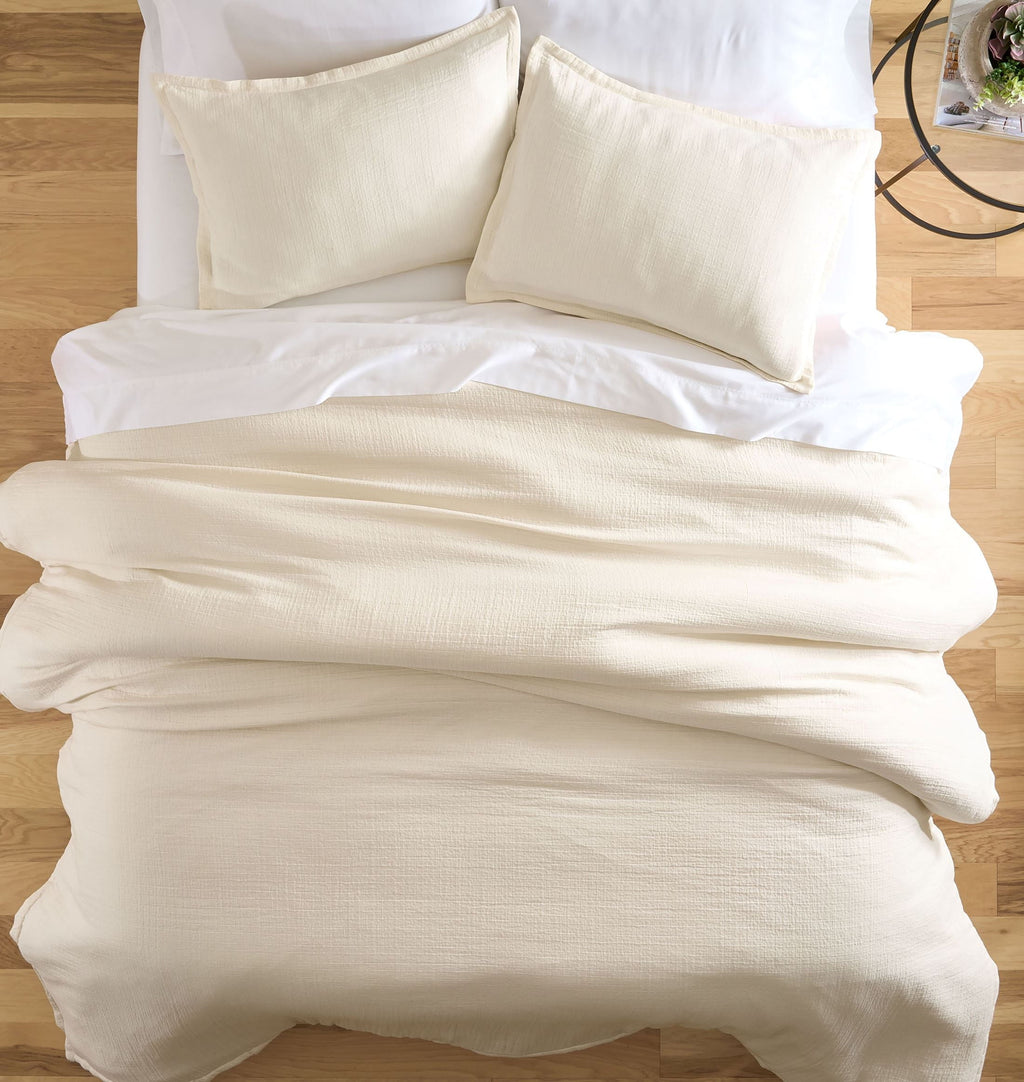 Fluffy Down Alternative 3-Piece Cream Gauze Comforter Set, Adult Full/Queen - Hypoallergenic Ultra-Fluffy Quilt for Winter Detail