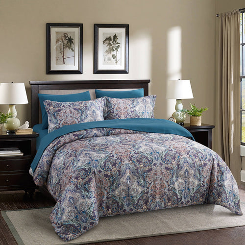 All-Season Boho Paisley Print Luxury Comforter Bed in a Bag Set Queen Size, Vintage Floral Medallions Microfiber Bedding Set - Hypoallergenic Ultra-Fluffy Quilt for Winter Detail