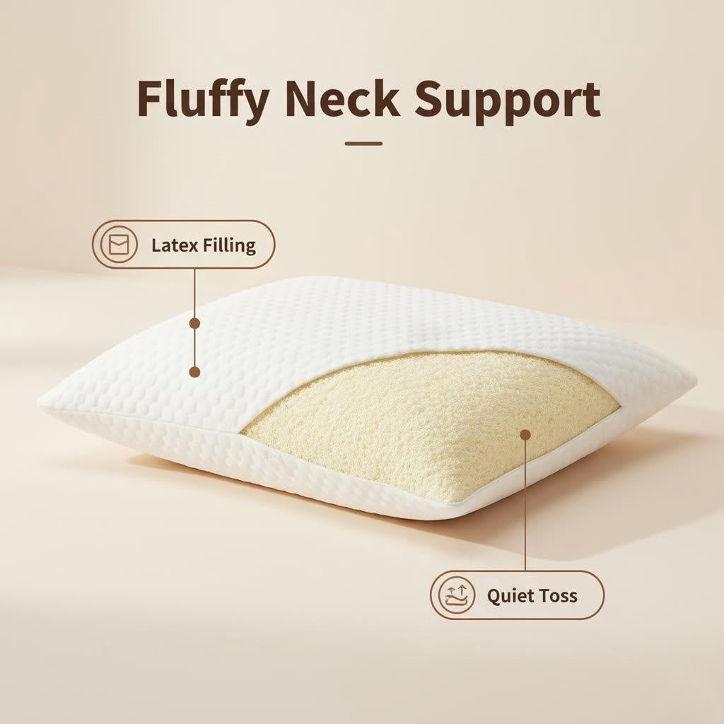 Ergonomic Memory Foam Queen Size Latex Pillow (2 Pack) Shredded Natural Latex Cooling Bed Pillows for Side & Back Sleepers, Medium Firm Sup... - Orthopedic Shredded Foam Bed Pillow Set Detail