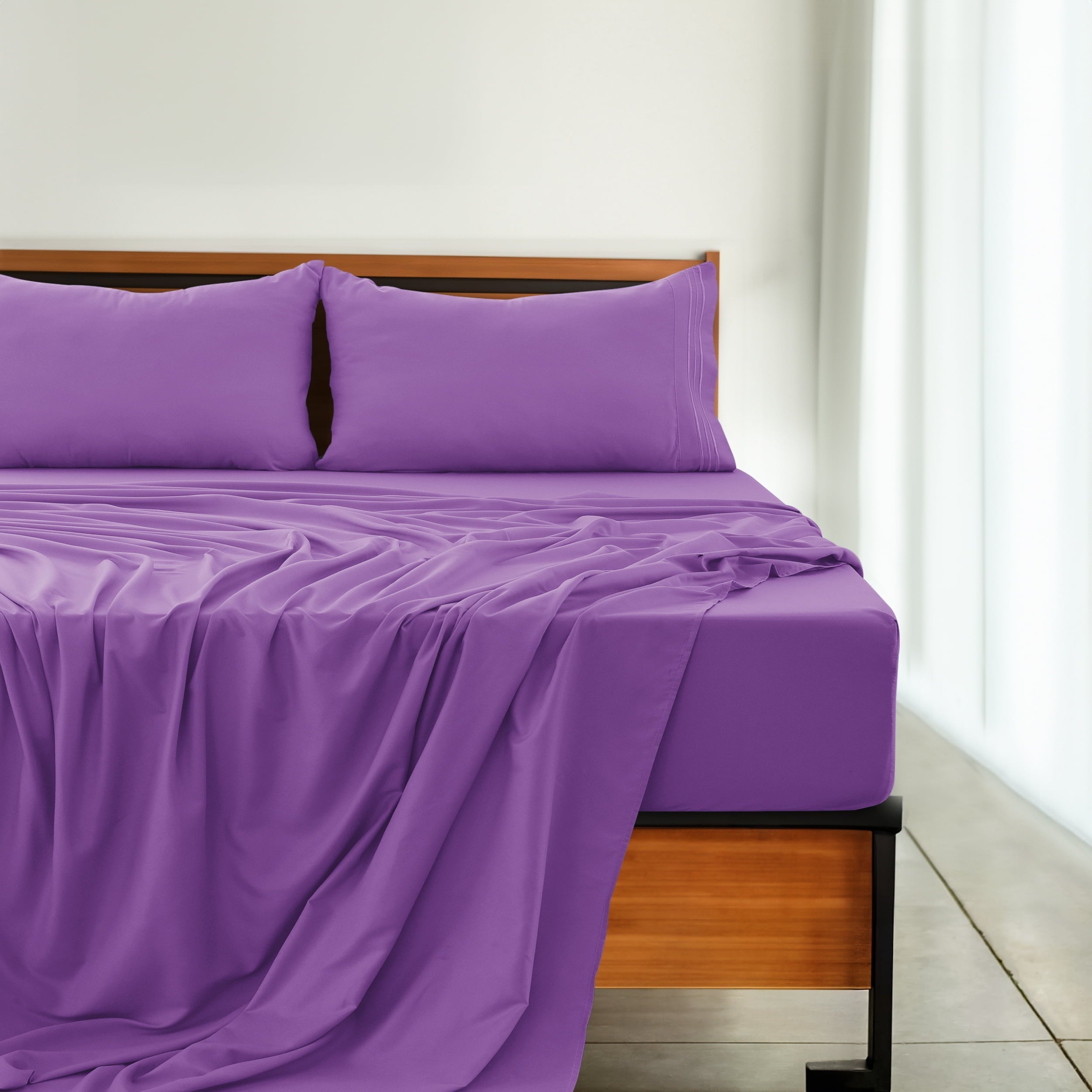 Ultra-Soft Queen Size Sheets Set Brushed Microfiber High GSM, 4 Piece Sheet Set Upto 16 Inches Deep Pocket Bedding Sheets & Pillow - Luxury Bed Sheet Set with Deep Pockets Detail