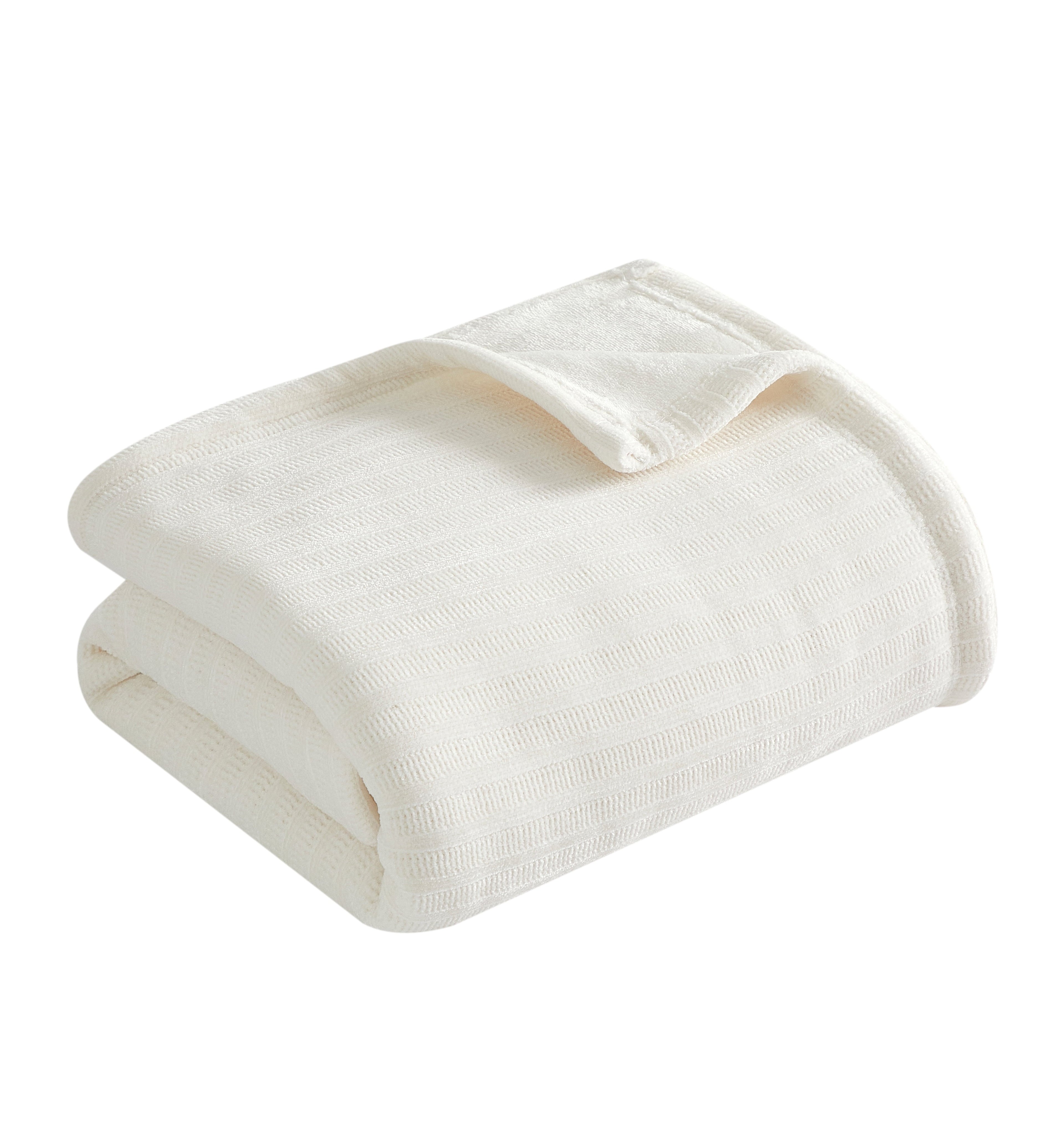 Decorative Knitted Cozy Chenille Reverse to Plush Soft Couch Throw, Vanilla Dream, Standard Size - Lightweight Plush Warm Blanket for All Seasons Detail