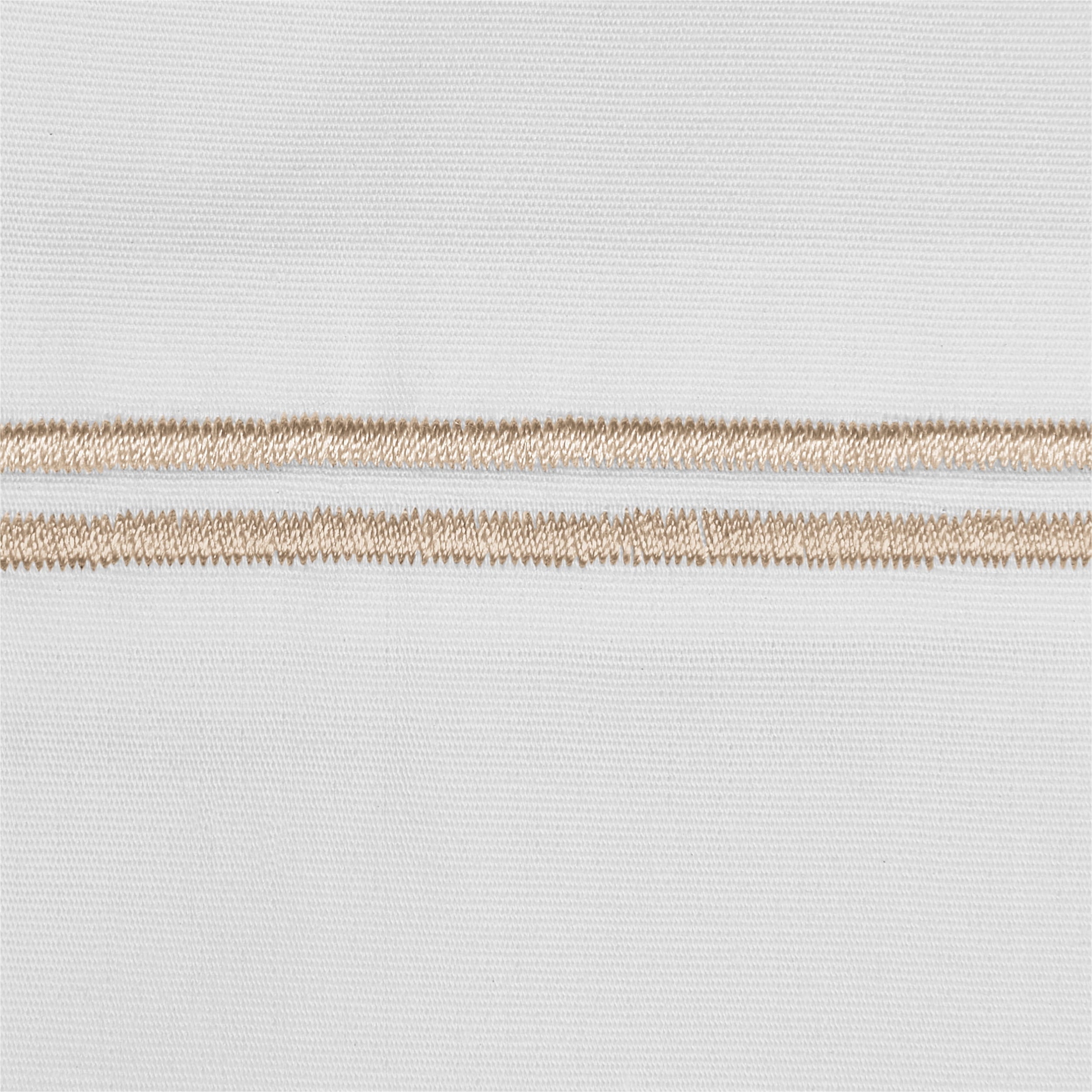 Wrinkle-Resistant 4-Piece 300 Thread Count White Pima Cotton Bed Sheet Set with Tan Hem, Full , Adult/Teen - Breathable Egyptian Cotton Flat & Fitted Sheets Detail