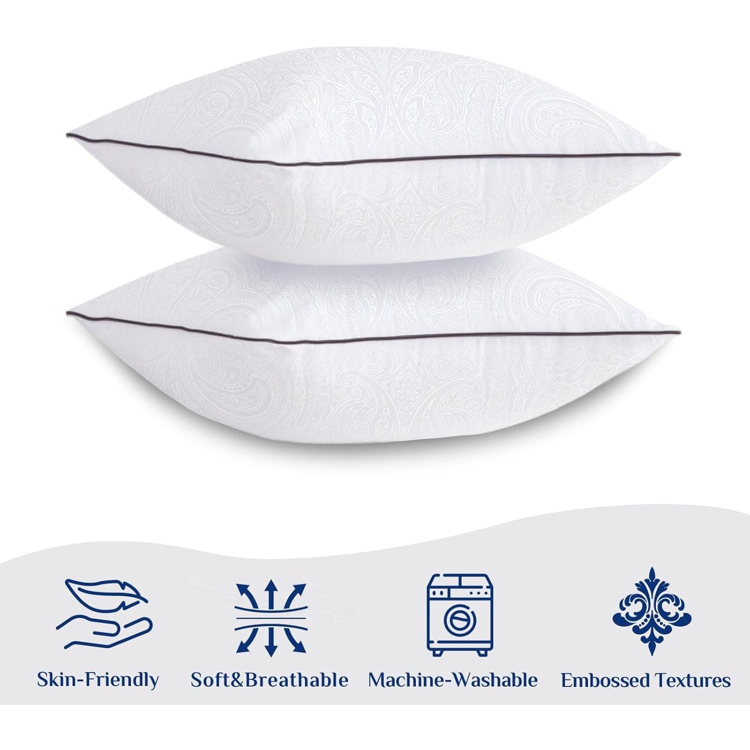 Orthopedic Support for Sleeping, Soft and Supportive Throw for Couch, Bed and Sofa, Down Alternative Pillow, 26x26 Inches - Decorative Throw Pillow Cushion for Sofa & Bed Detail