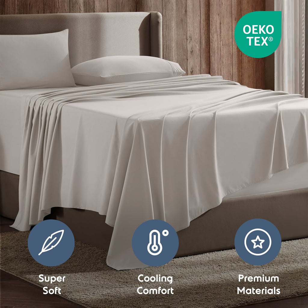 Premium Egyptian Cotton Extra Deep Pocket Full Sheets Set, 4 Piece, Fits 18"-24" Mattress, Breathable & Extra Soft Bed Sheets, Linen - Premium Ultra-Soft Pillowcase Pair for Sleeping Detail