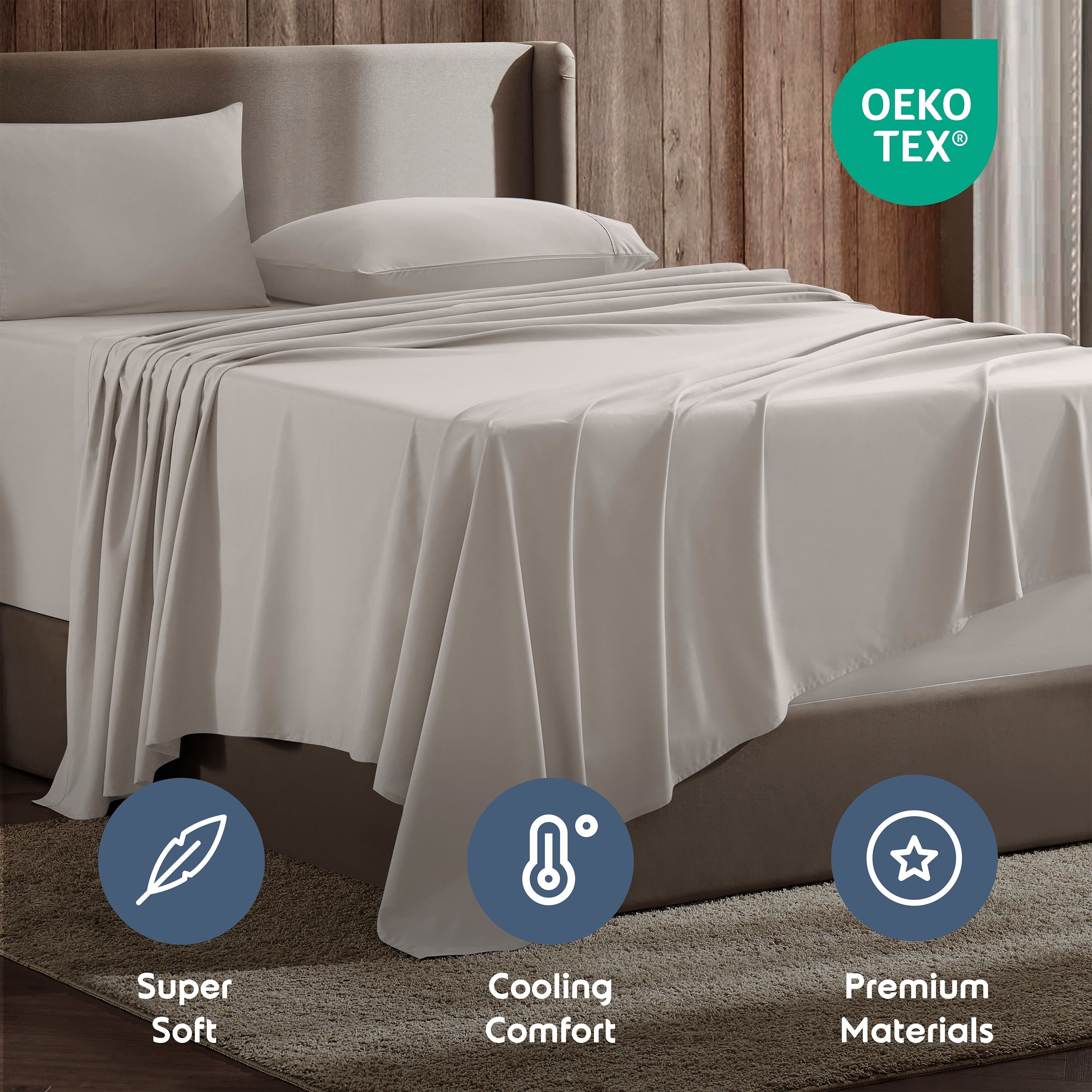 Premium Egyptian Cotton Extra Deep Pocket Full Sheets Set, 4 Piece, Fits 18"-24" Mattress, Breathable & Extra Soft Bed Sheets, Linen - Premium Ultra-Soft Pillowcase Pair for Sleeping Detail