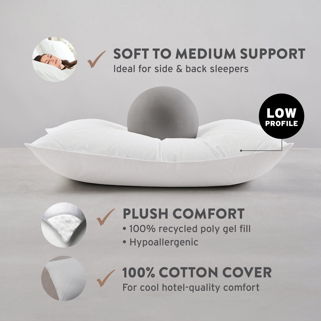 Hotel Collection Sahara Nights | Stomach & Back Sleeper Pillow for Adults | , 100% Cotton Case, Gel Fiber Fill | Soft, Machine Washabl... - Orthopedic Shredded Foam Bed Pillow Set Detail